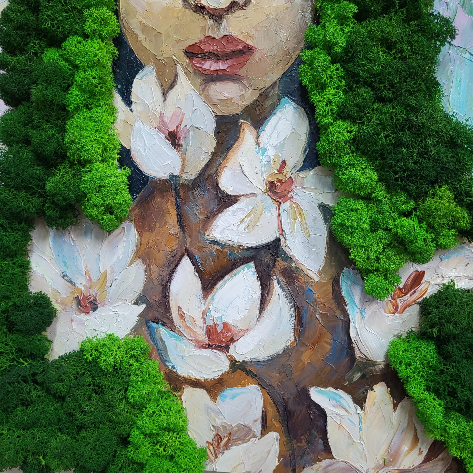 Oil Portrait with Scandinavian Reindeer Moss – Moss Wall Art