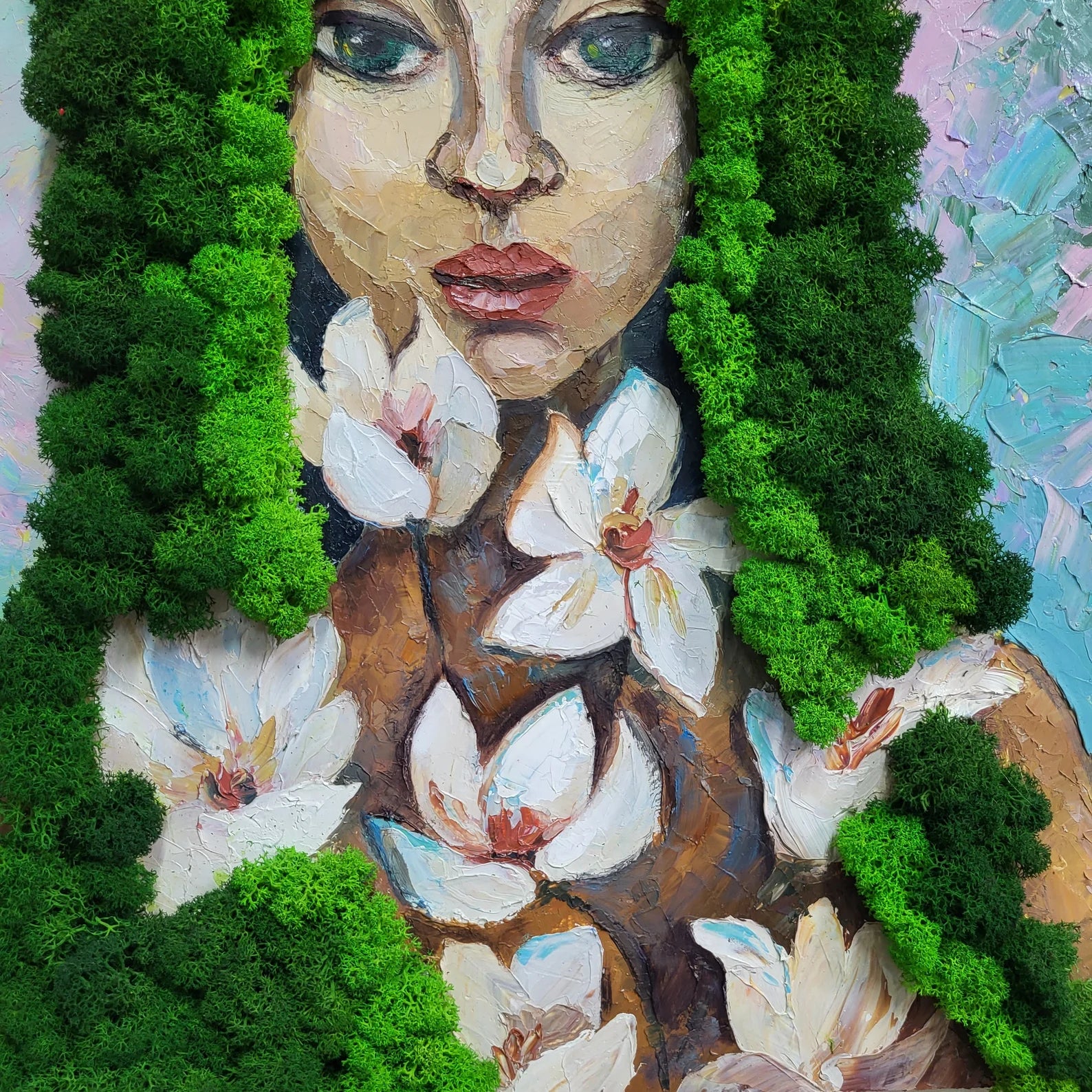 Oil Portrait with Scandinavian Reindeer Moss – Moss Wall Art