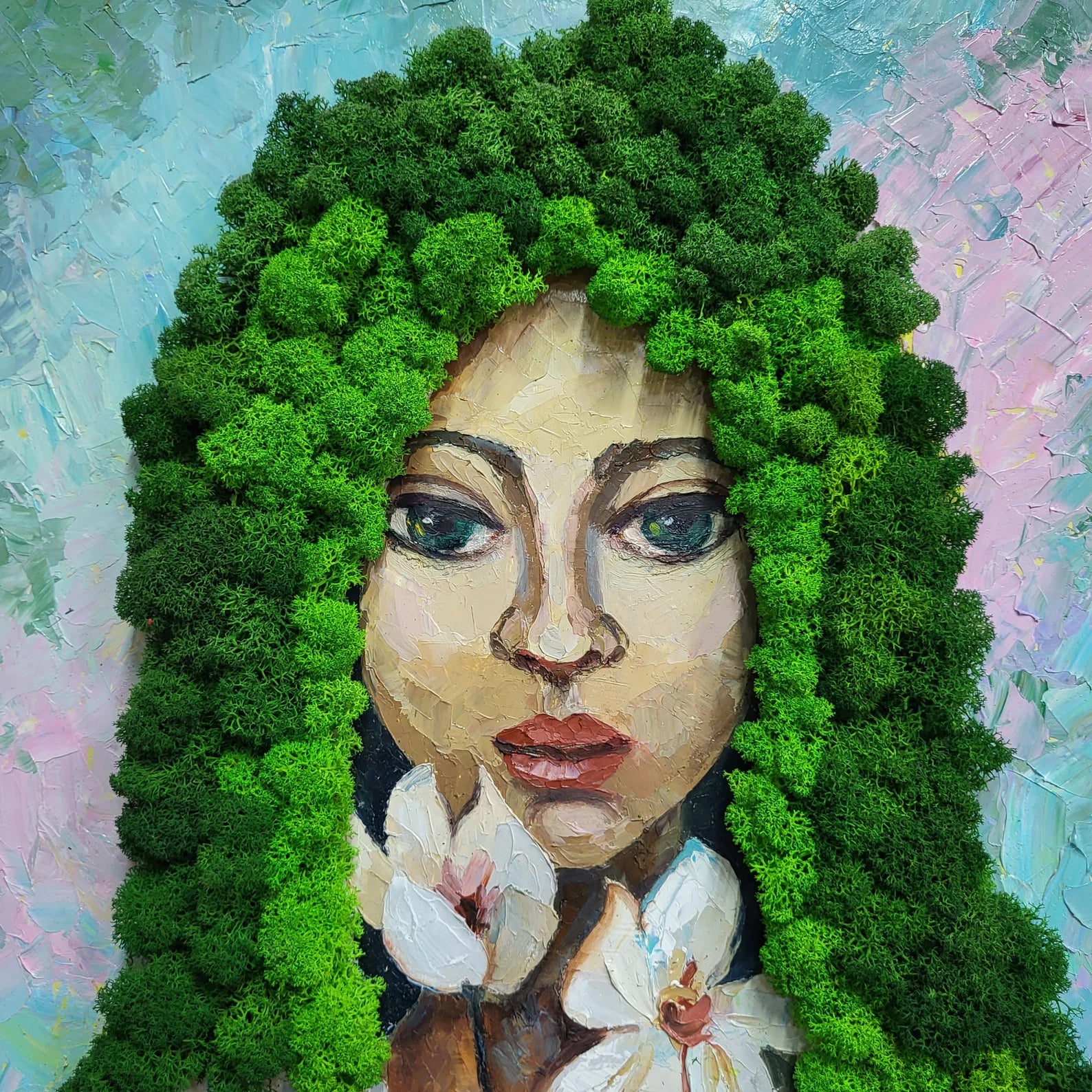 Oil Portrait with Scandinavian Reindeer Moss – Moss Wall Art