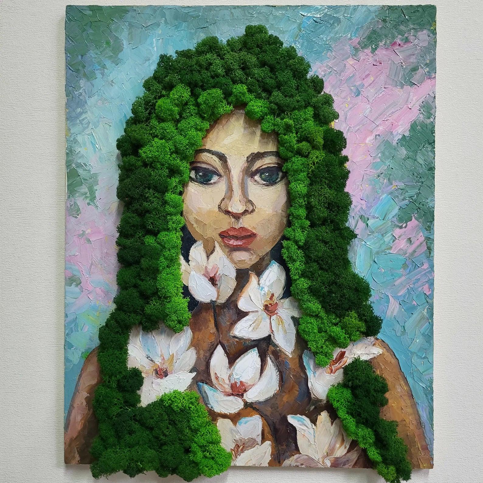 Oil Portrait with Scandinavian Reindeer Moss – Moss Wall Art