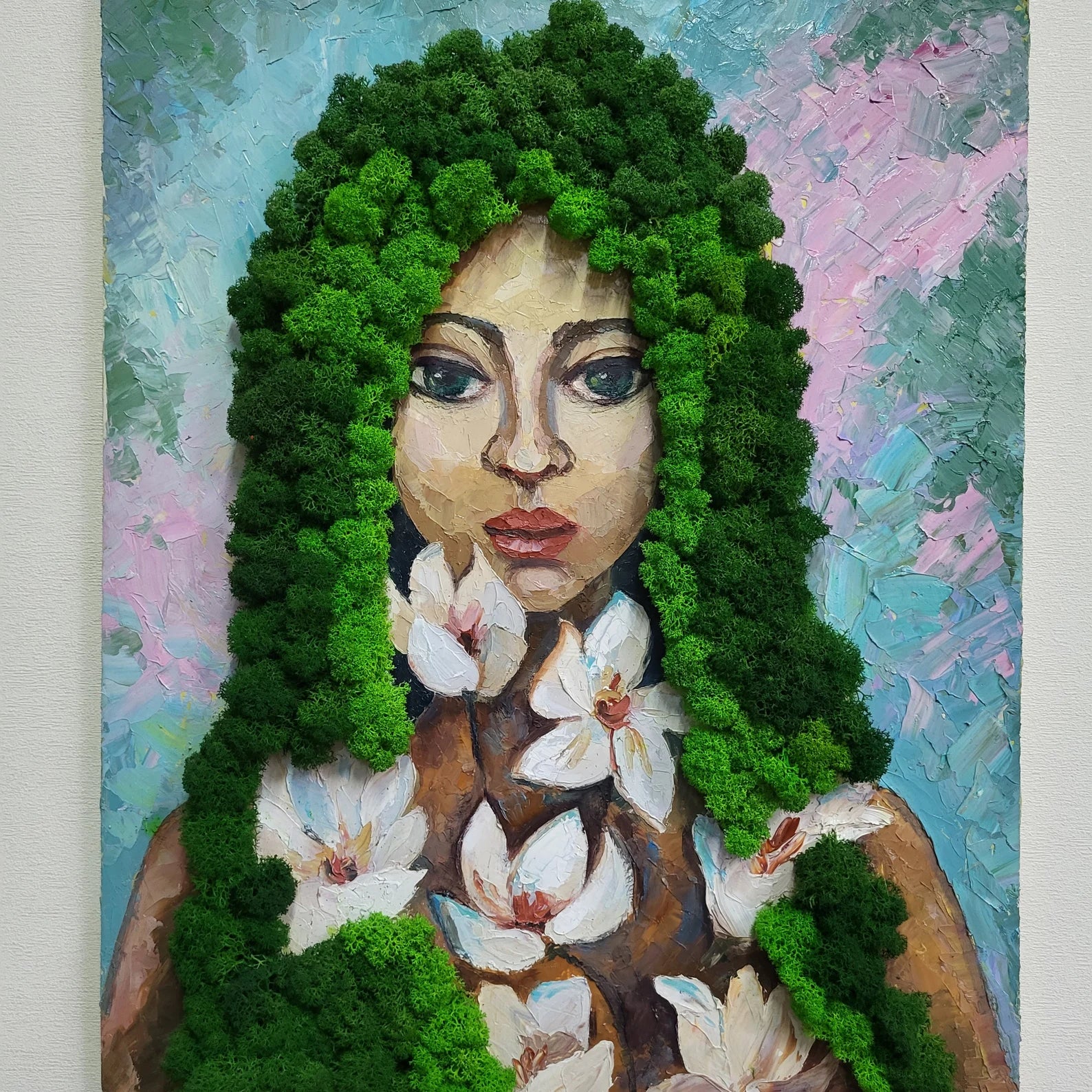 Oil Portrait with Scandinavian Reindeer Moss – Moss Wall Art