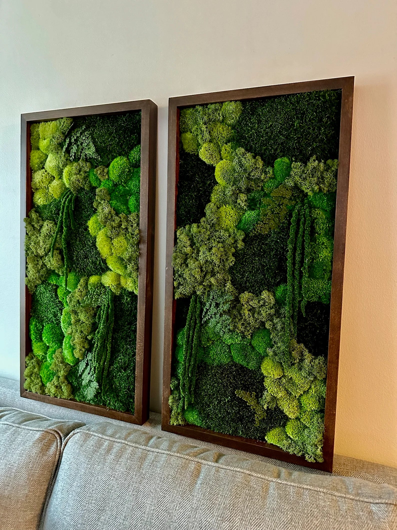 Large Rectangle Moss Wall Art – Preserved Green Moss Decor with Wood Frame | Sets of 1–4