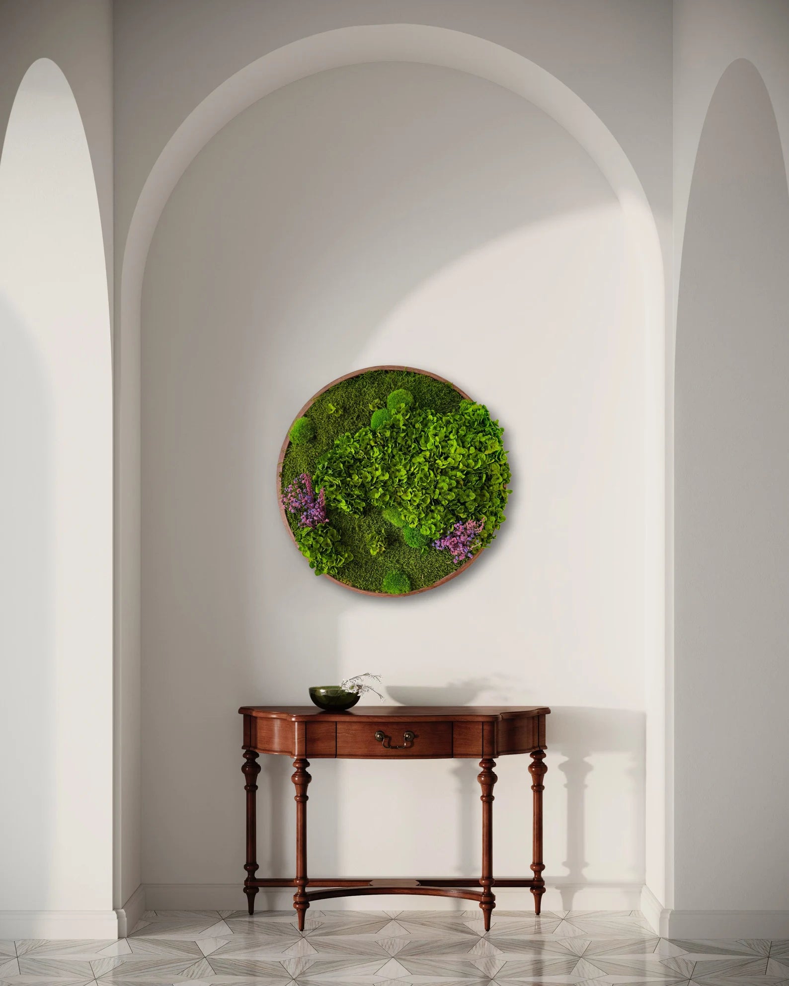Round Moss Wall Art – Preserved Green Moss Decor | Circular Living Wall Design