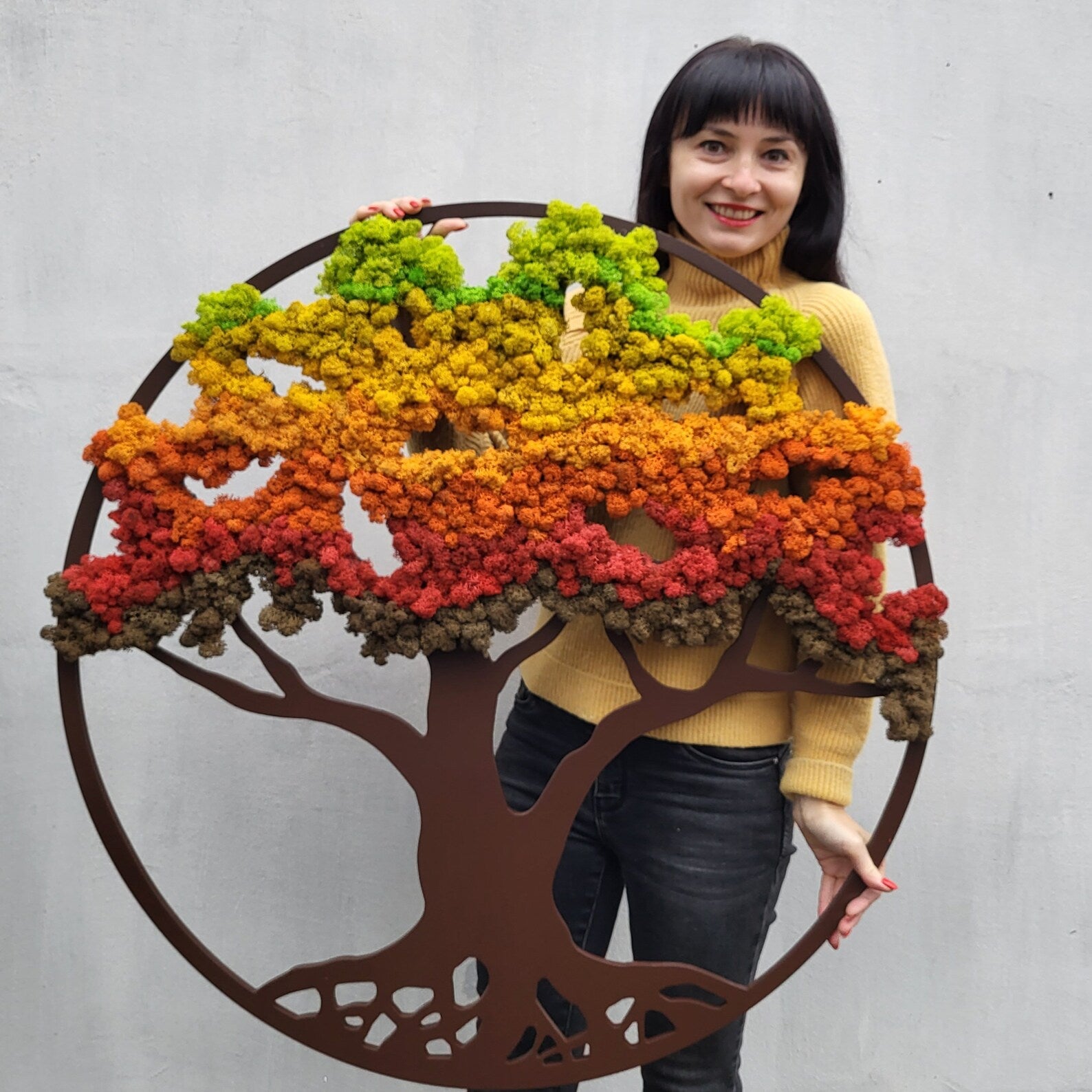 Tree of Life Moss Wall Art – Autumn Fall Colors Home Decor Gift