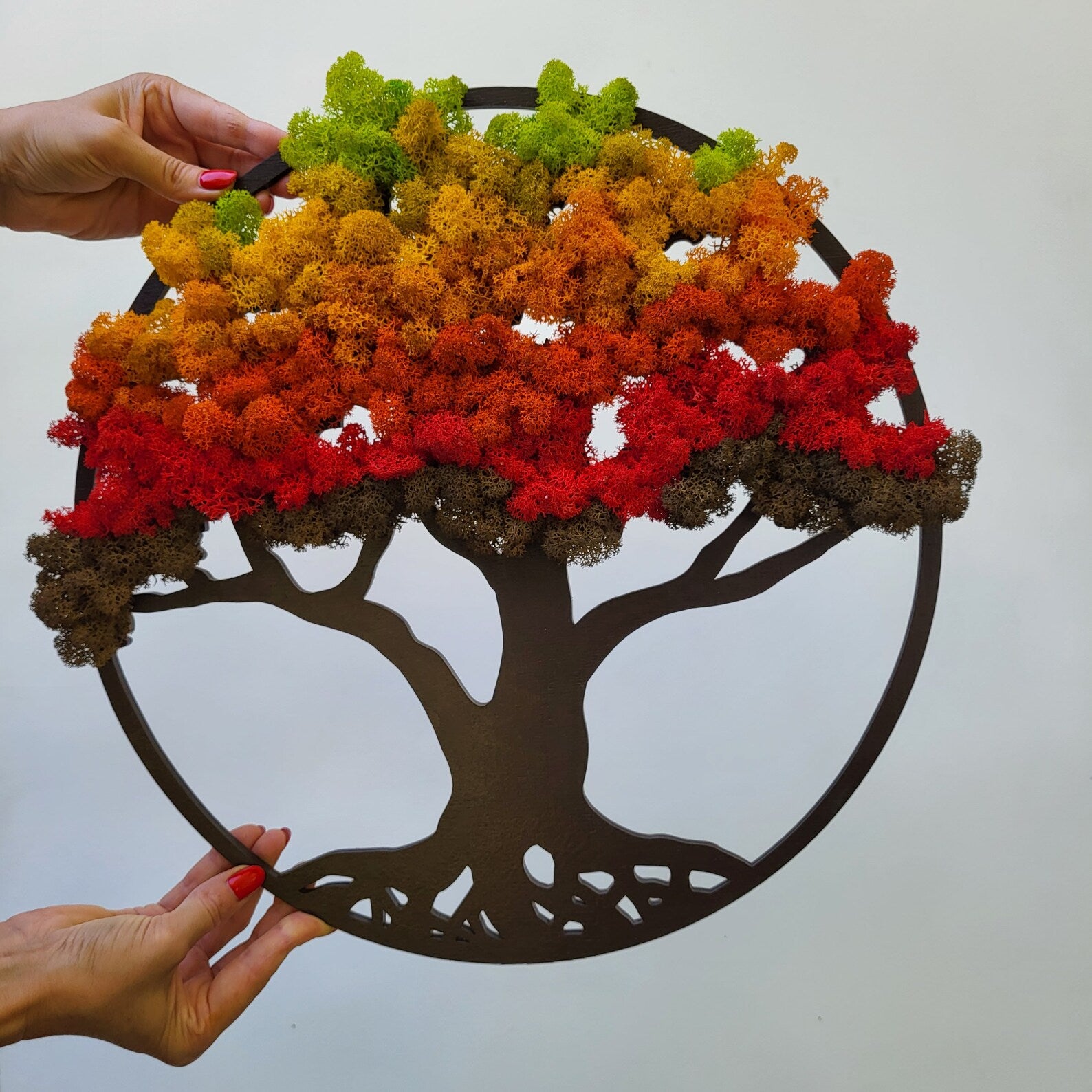 Tree of Life Moss Wall Art – Autumn Fall Colors Home Decor Gift