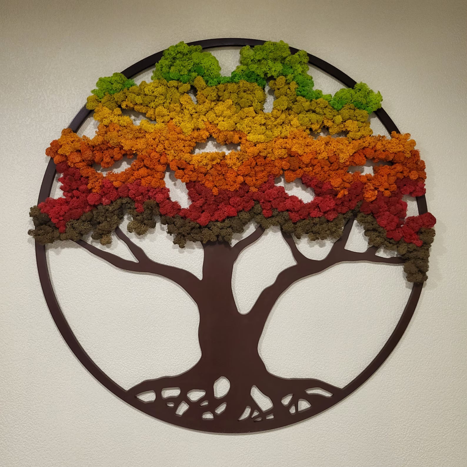 Tree of Life Moss Wall Art – Autumn Fall Colors Home Decor Gift