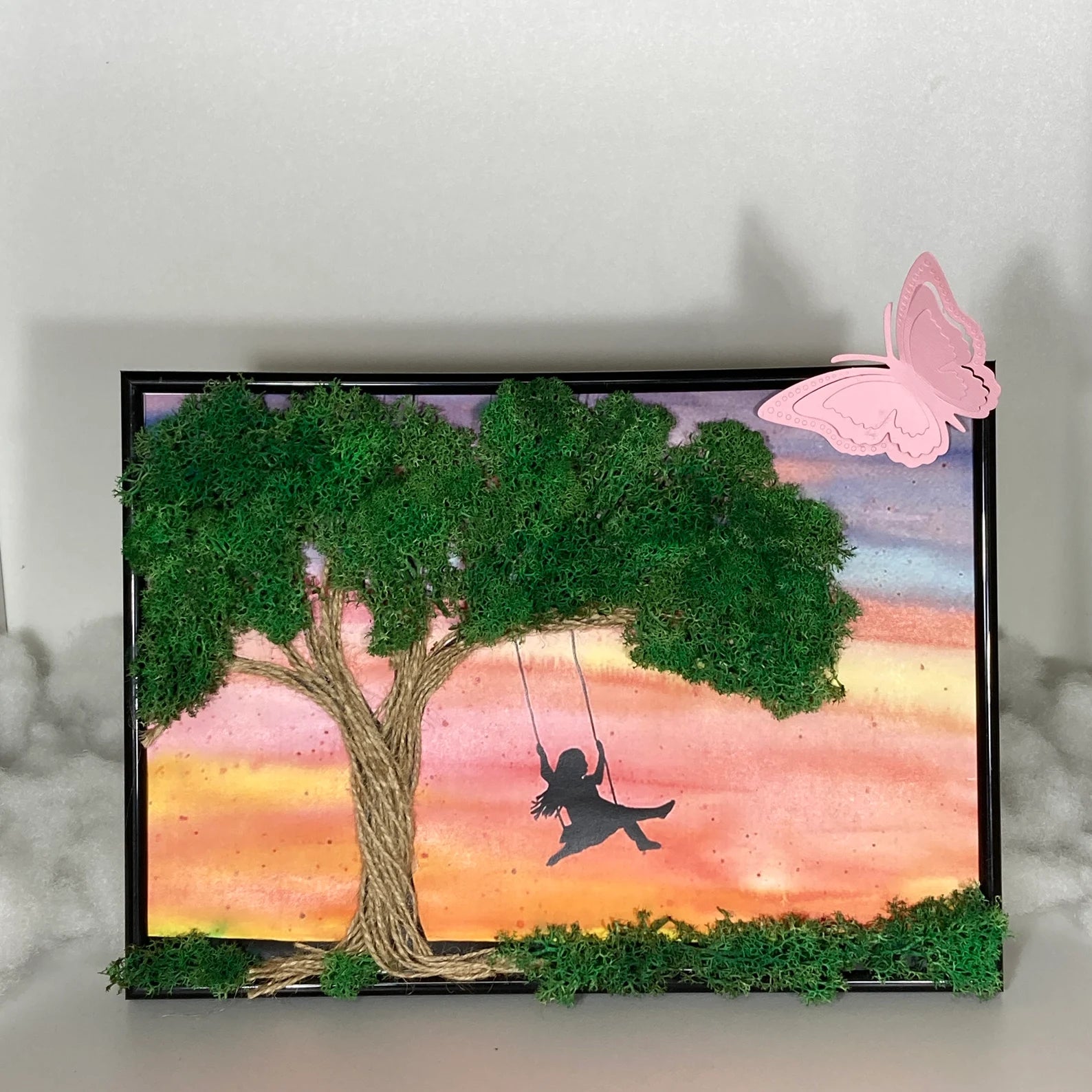 Scandinavian Moss Wall Art – Unique Preserved Moss Painting for Rustic Home Decor