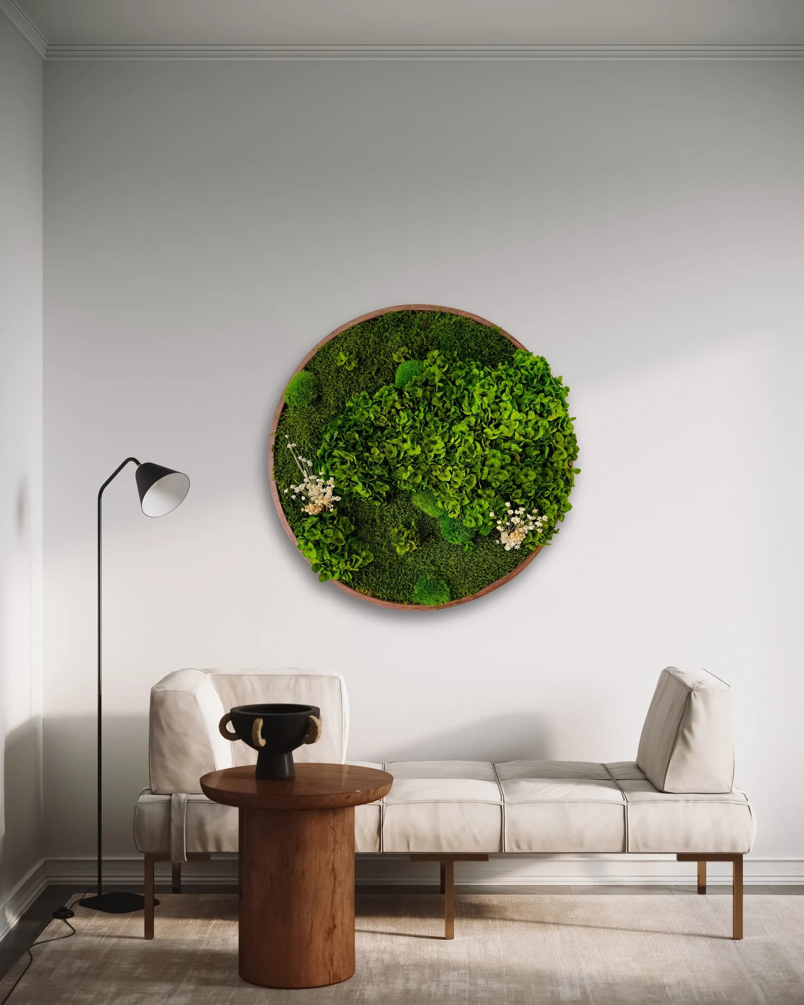 Round Moss Wall Art – Preserved Green Moss Decor | Circular Living Wall Design