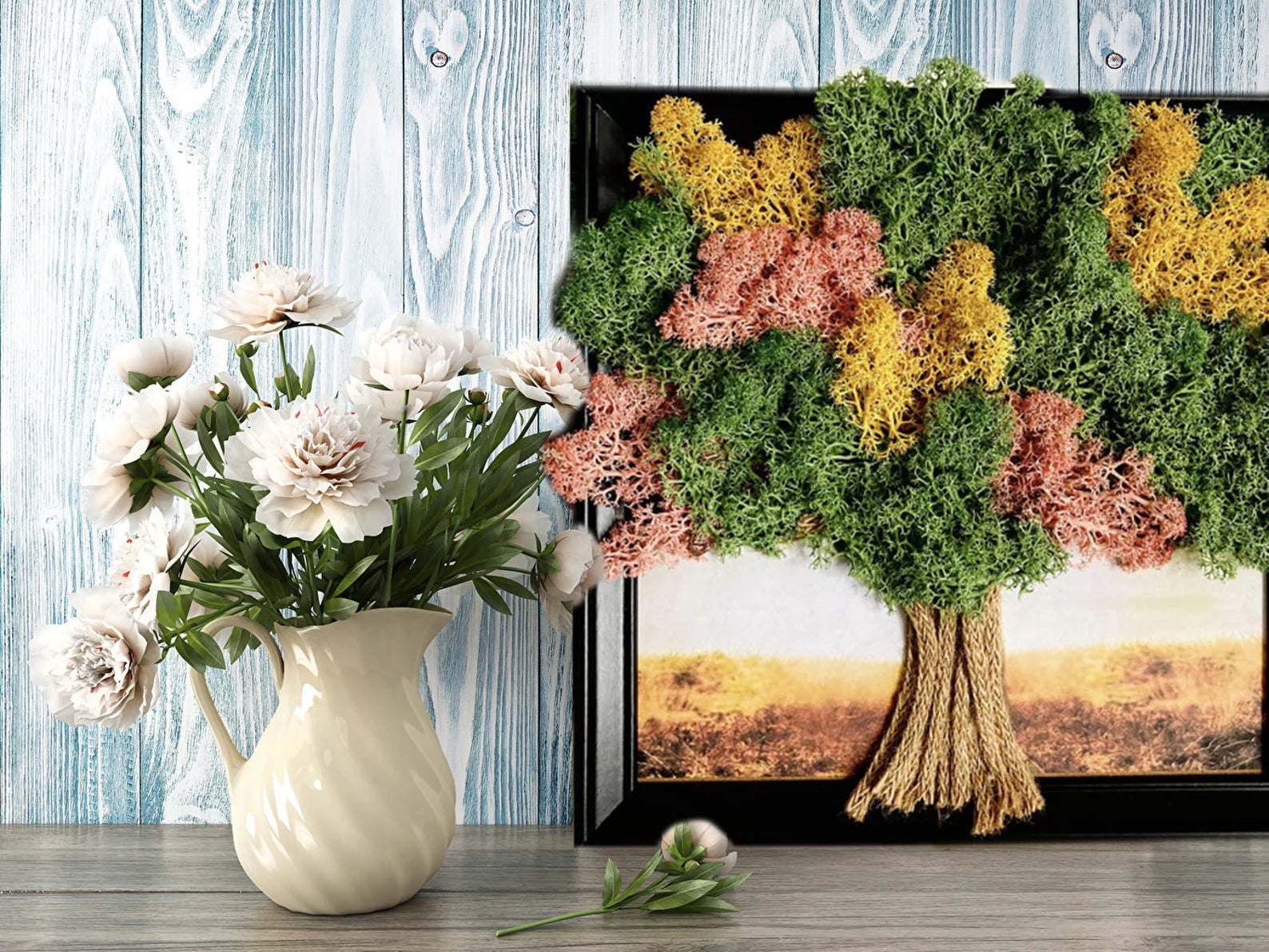 Tree of Life Moss Wall Art – Framed Preserved Moss Decor for Home or Office