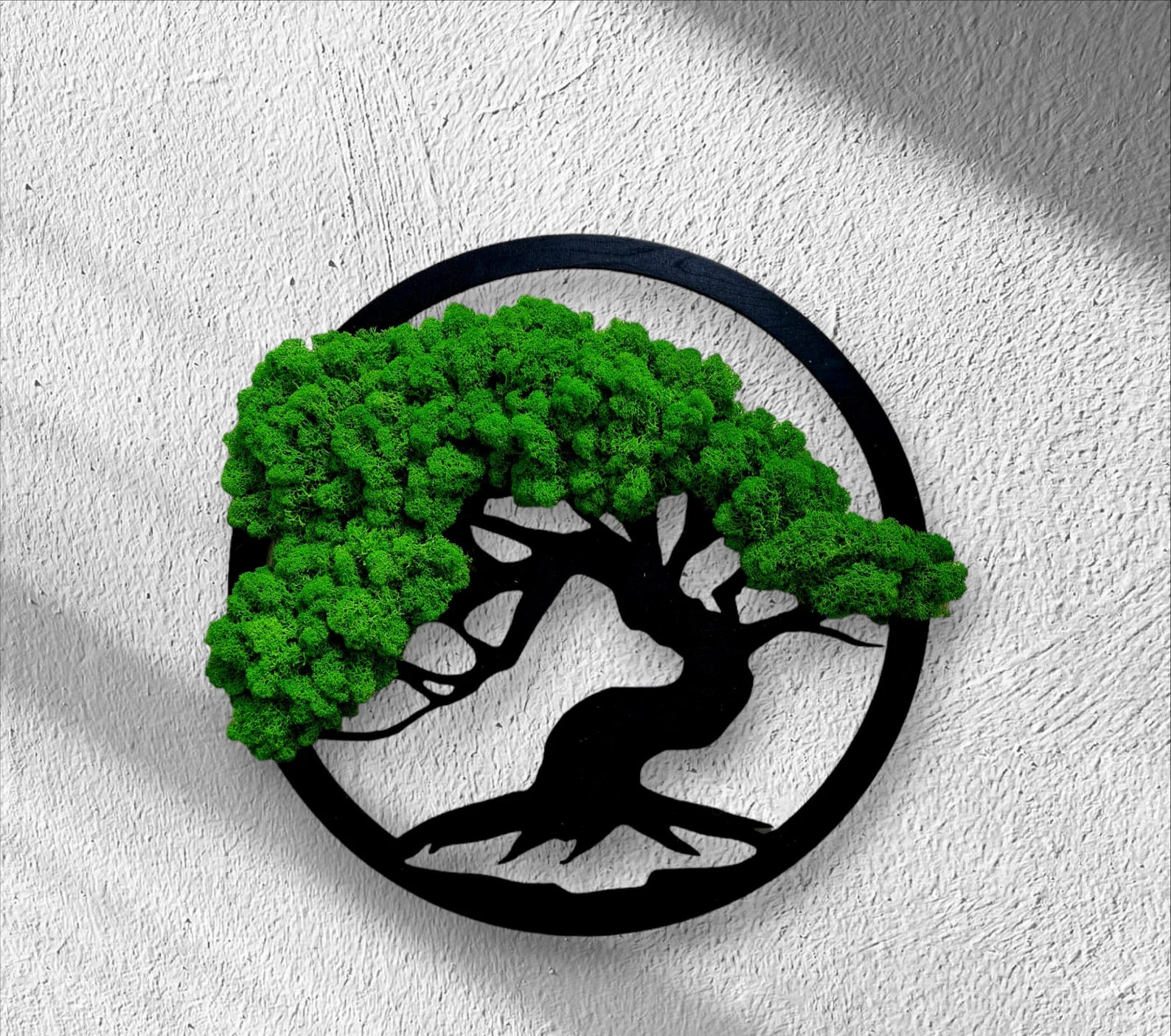 Tree of Life Moss Wall Art – Large Green Wall Decoration with Natural Reindeer Moss