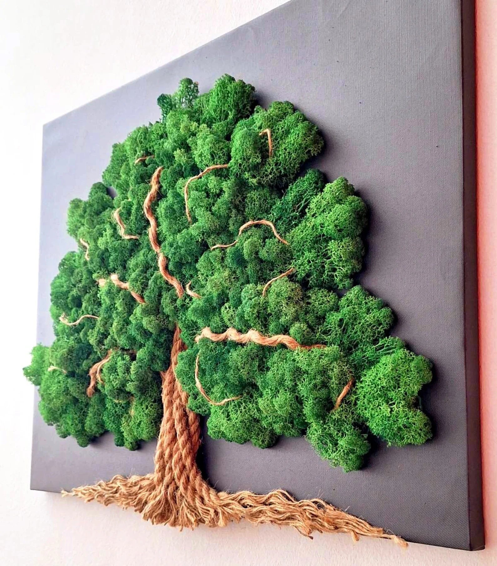 Tree of Life Moss Wall Art – Large 60x50cm Stabilized Reindeer Moss Tree Living Picture for Zen Décor