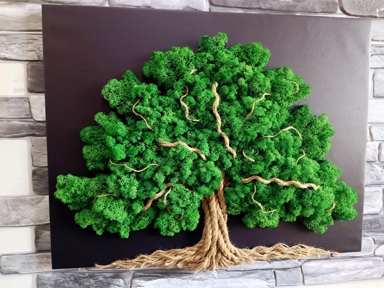 Tree of Life Moss Wall Art – Large 60x50cm Stabilized Reindeer Moss Tree Living Picture for Zen Décor