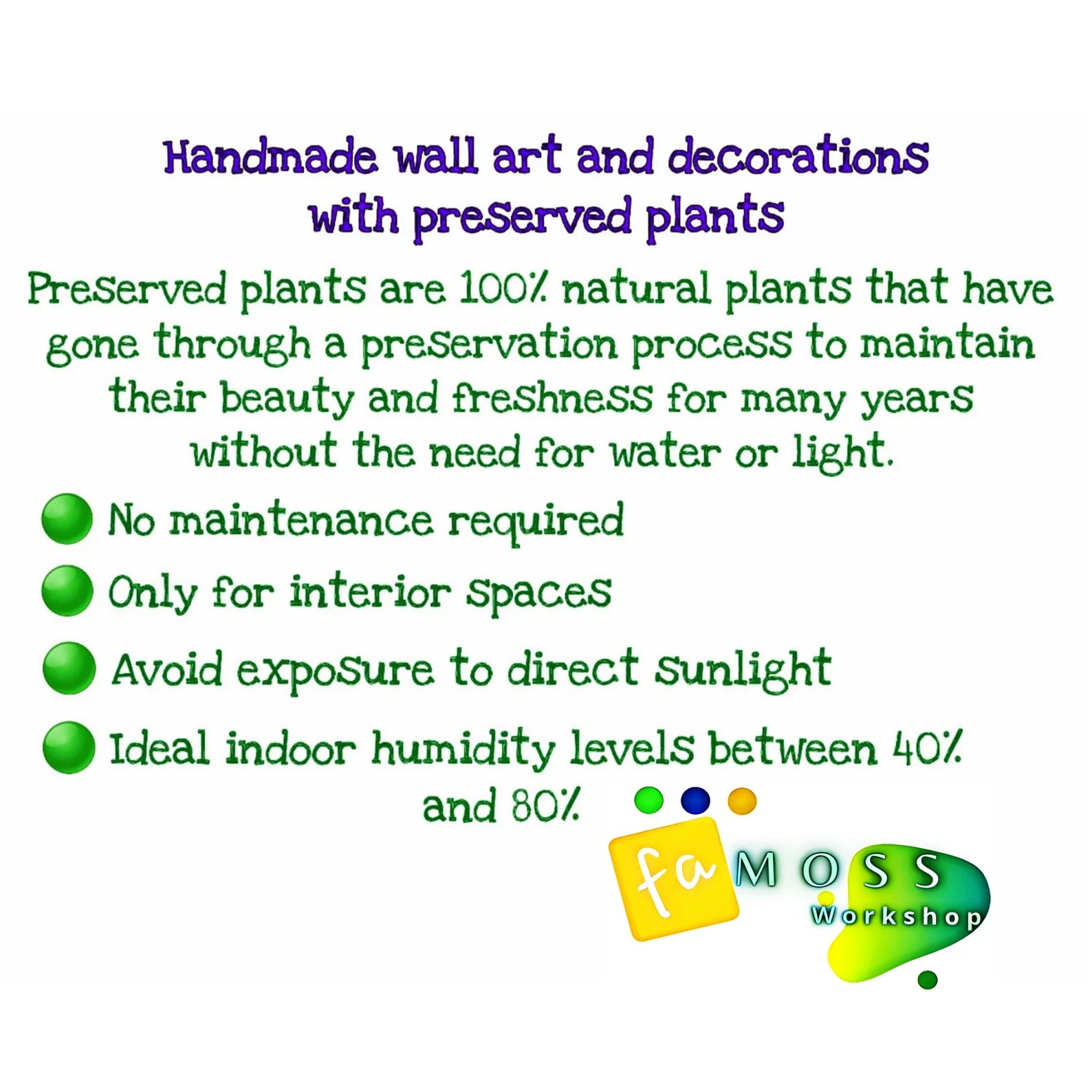 Moss Wall Art – Preserved Moss Frame – Green Wall Nature Room Decor