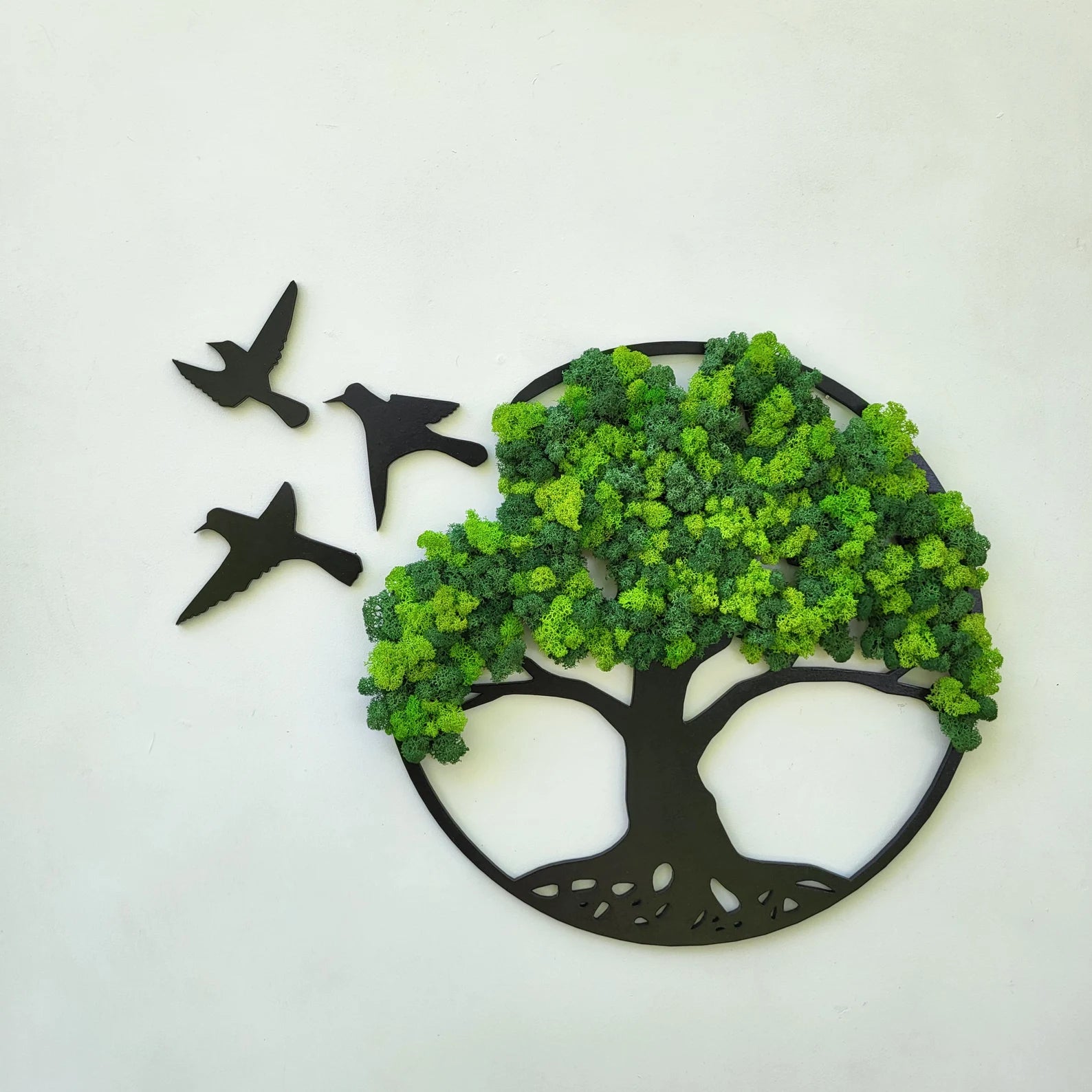 Moss Tree of Life Wall Art with Birds – Unique Moss Wall Decor – 5th Anniversary Gift – Housewarming Bedroom Living Room Decoration