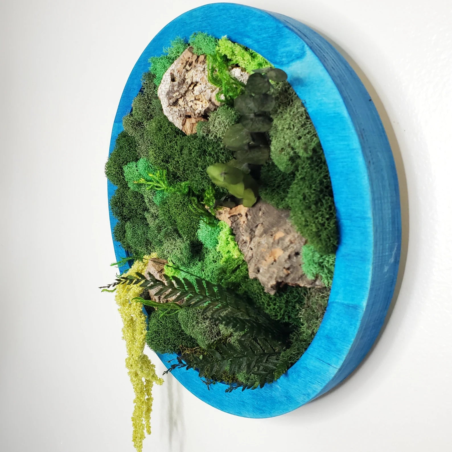 Boho Honeycomb Moss Wall Art – Hexagonal Botanical Frame Set