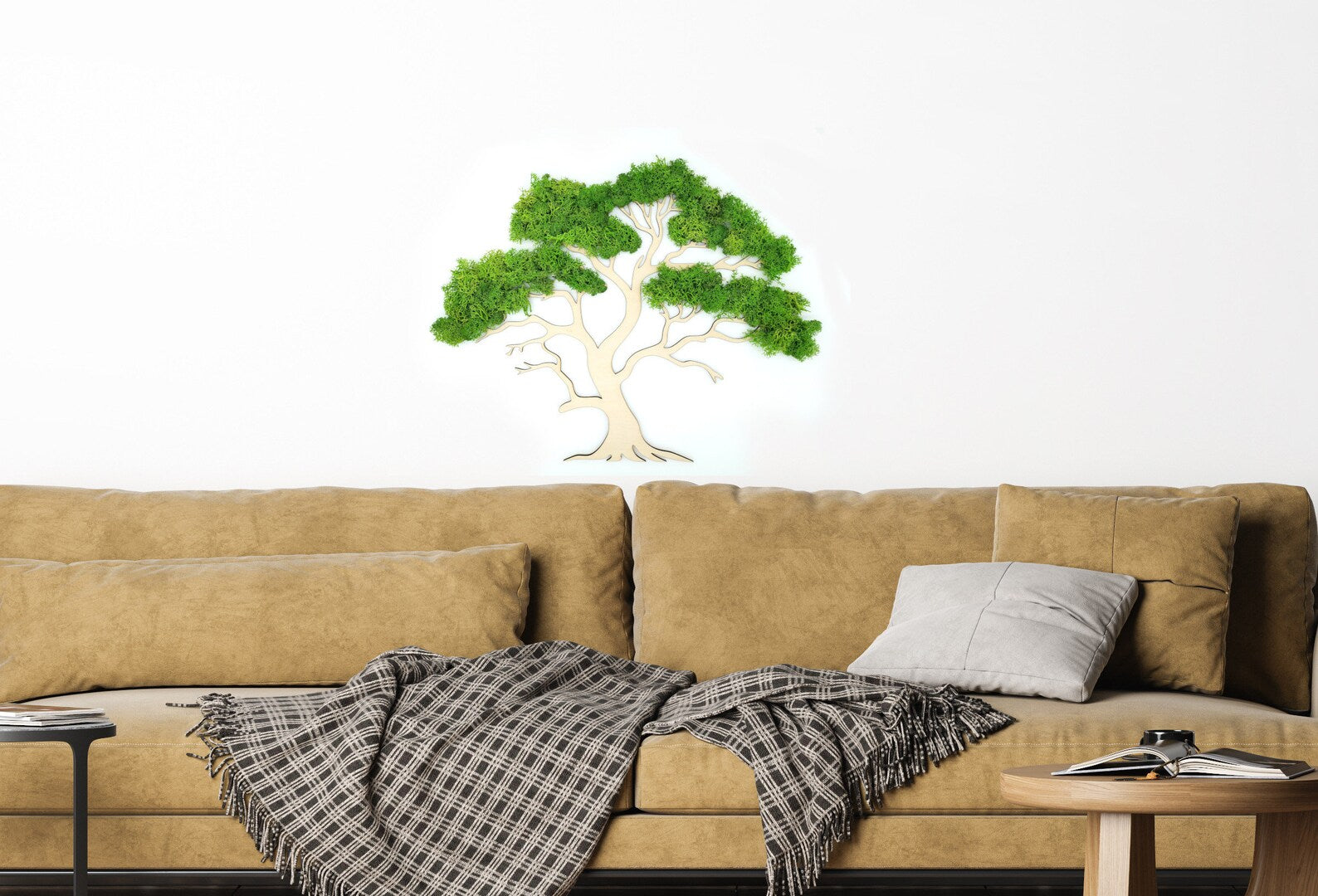 African Tree Moss Wall Art – Wooden Mural with Preserved Moss