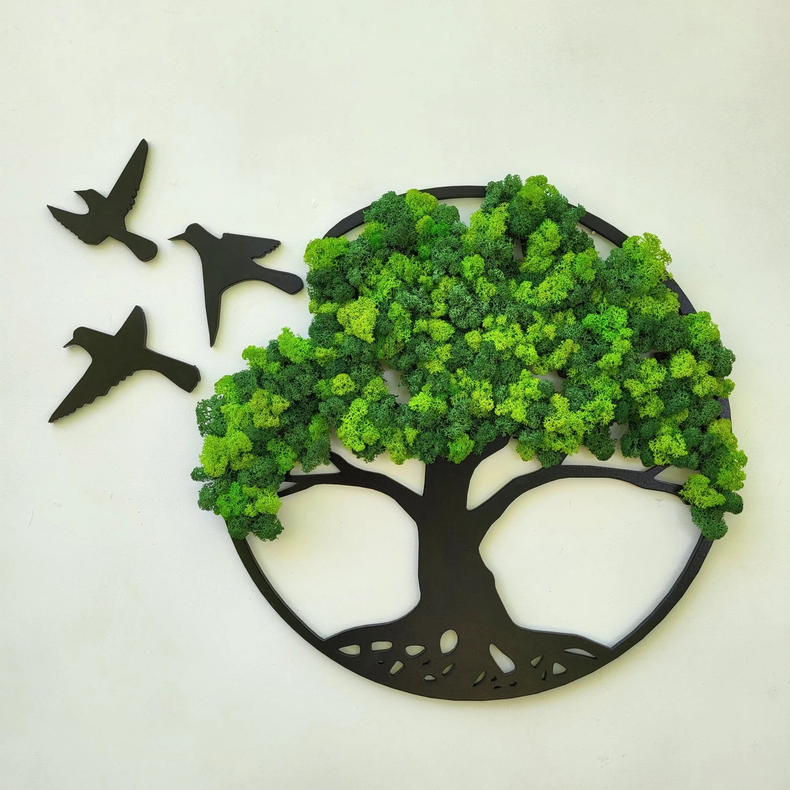 Moss Tree of Life Wall Art with Birds – Unique Moss Wall Decor – 5th Anniversary Gift – Housewarming Bedroom Living Room Decoration