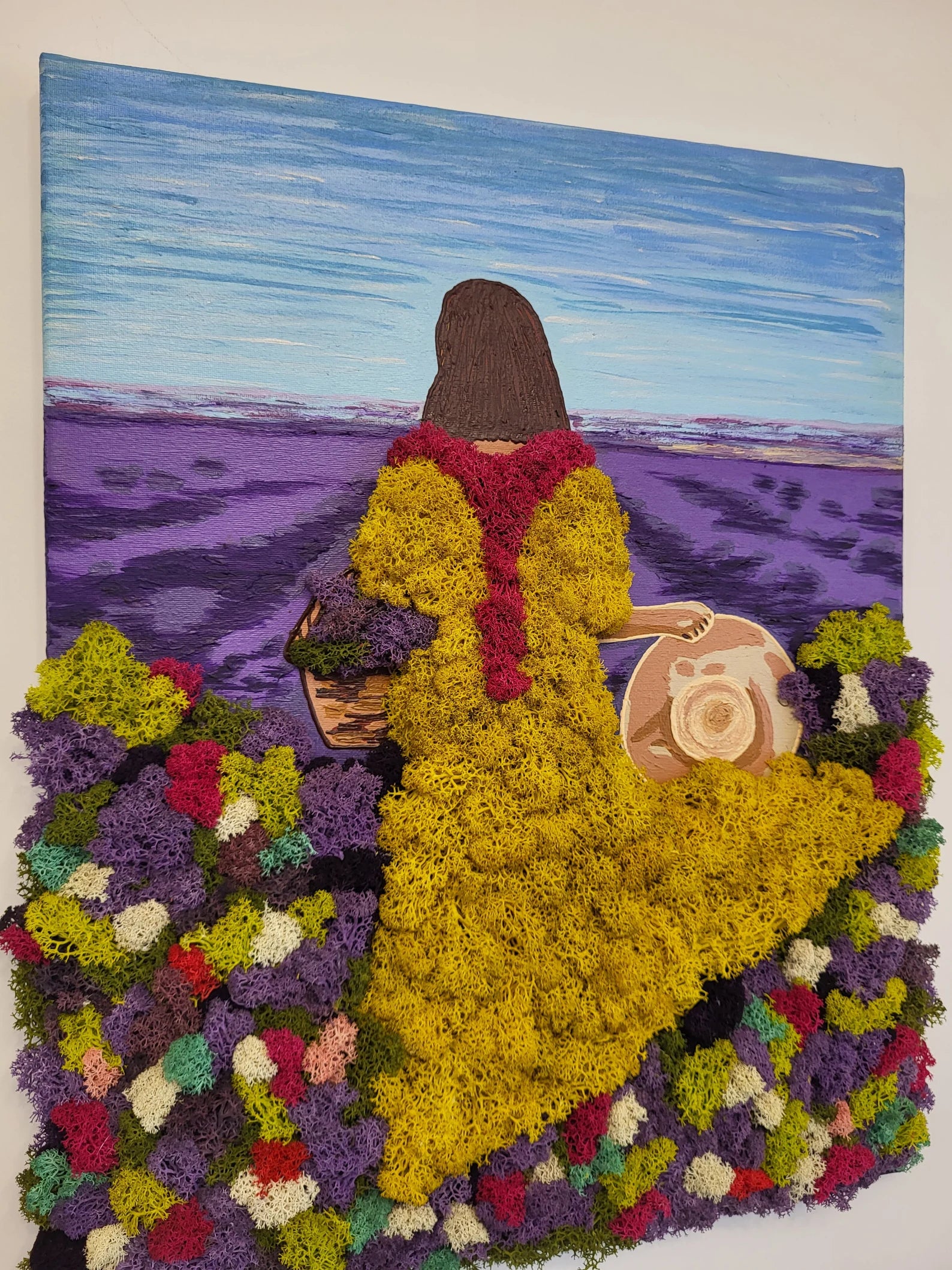 Moss Painting “Lavender Dreams” | Elegant Woman Wall Hanging Decor