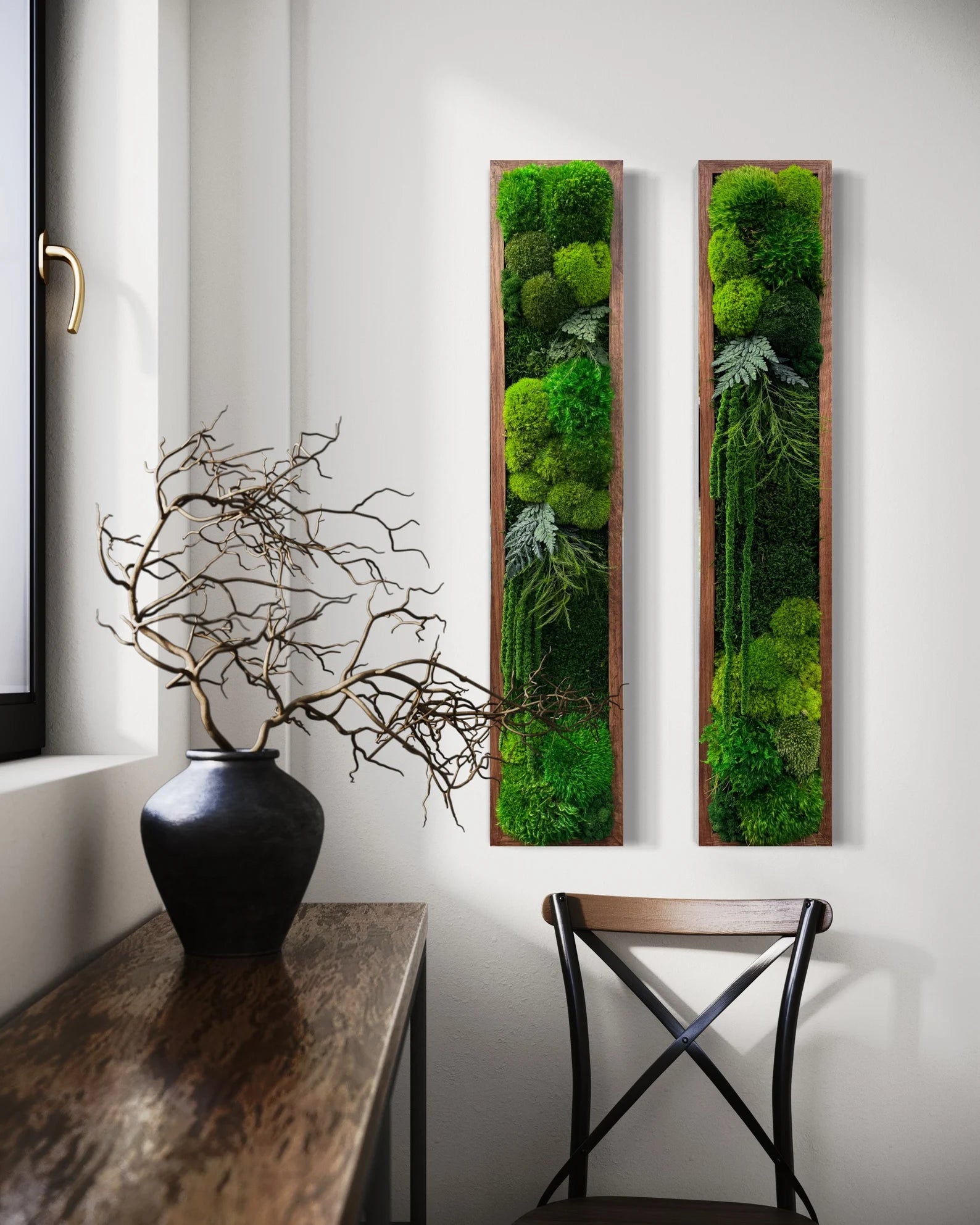 Preserved Moss Wall Art – Natural Greenery Panel with Ferns | Moss Wall Decor
