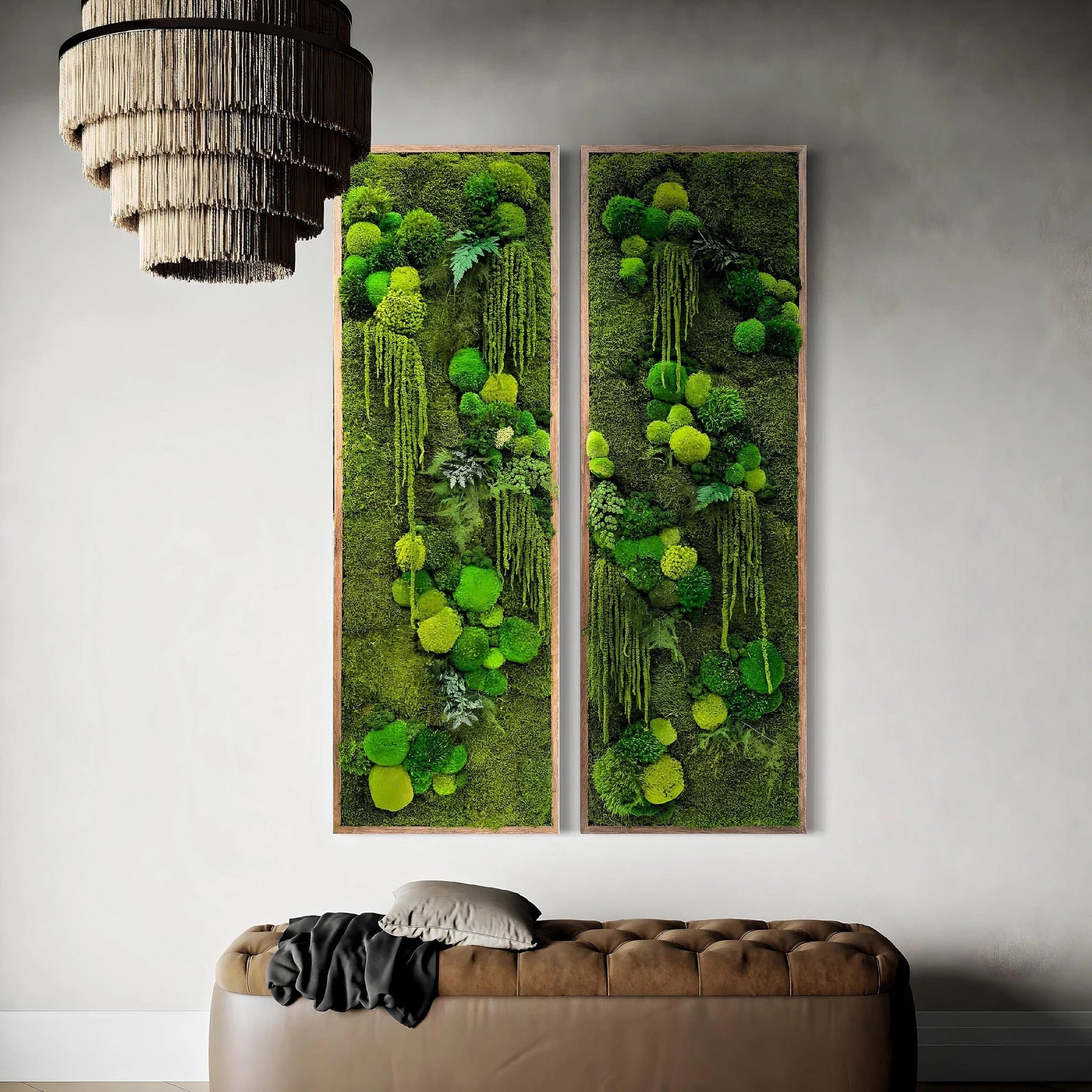 Moss Wall Art – Large Preserved Green Moss Panel, Modern Living Wall Plant Decor for Home or Office