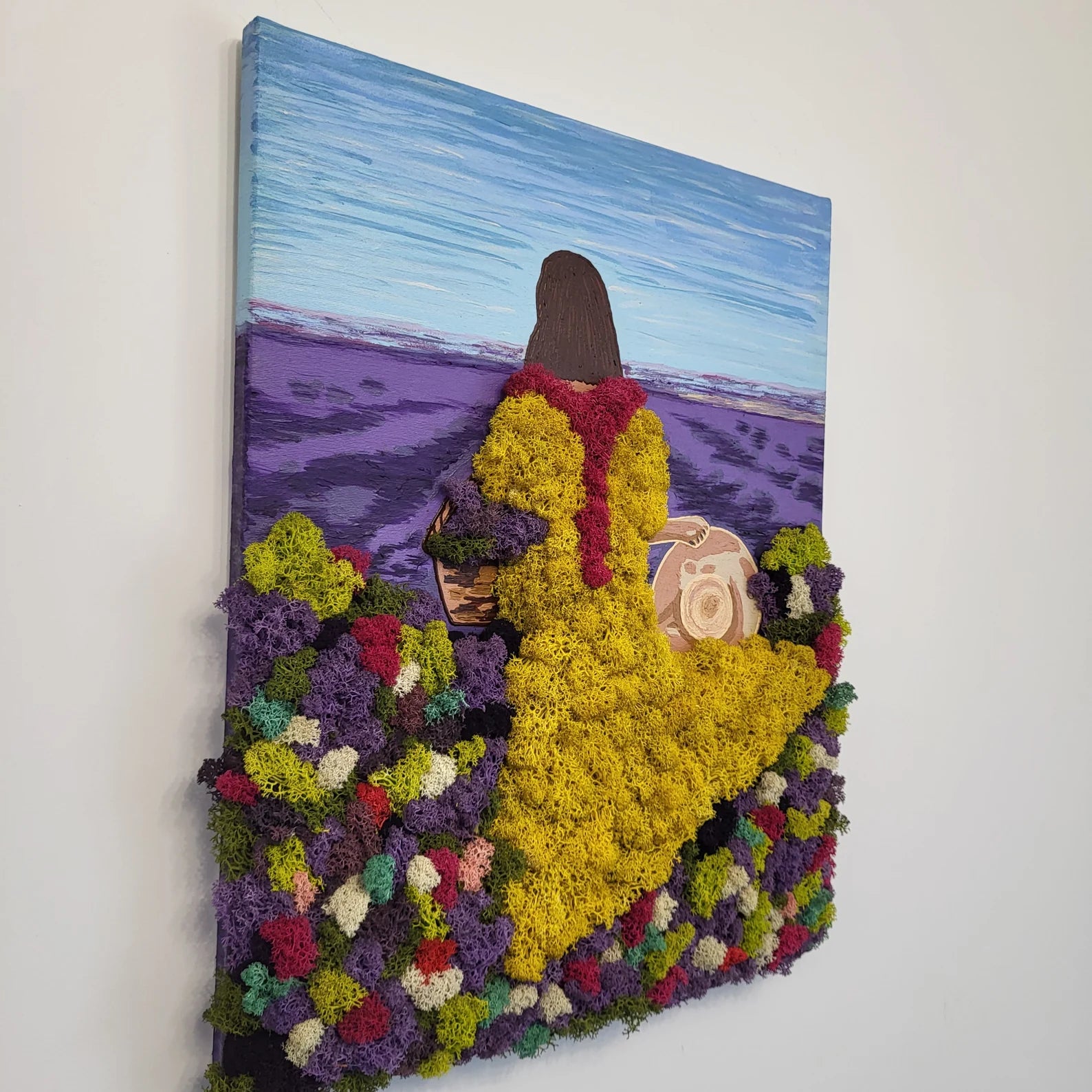 Moss Painting “Lavender Dreams” | Elegant Woman Wall Hanging Decor