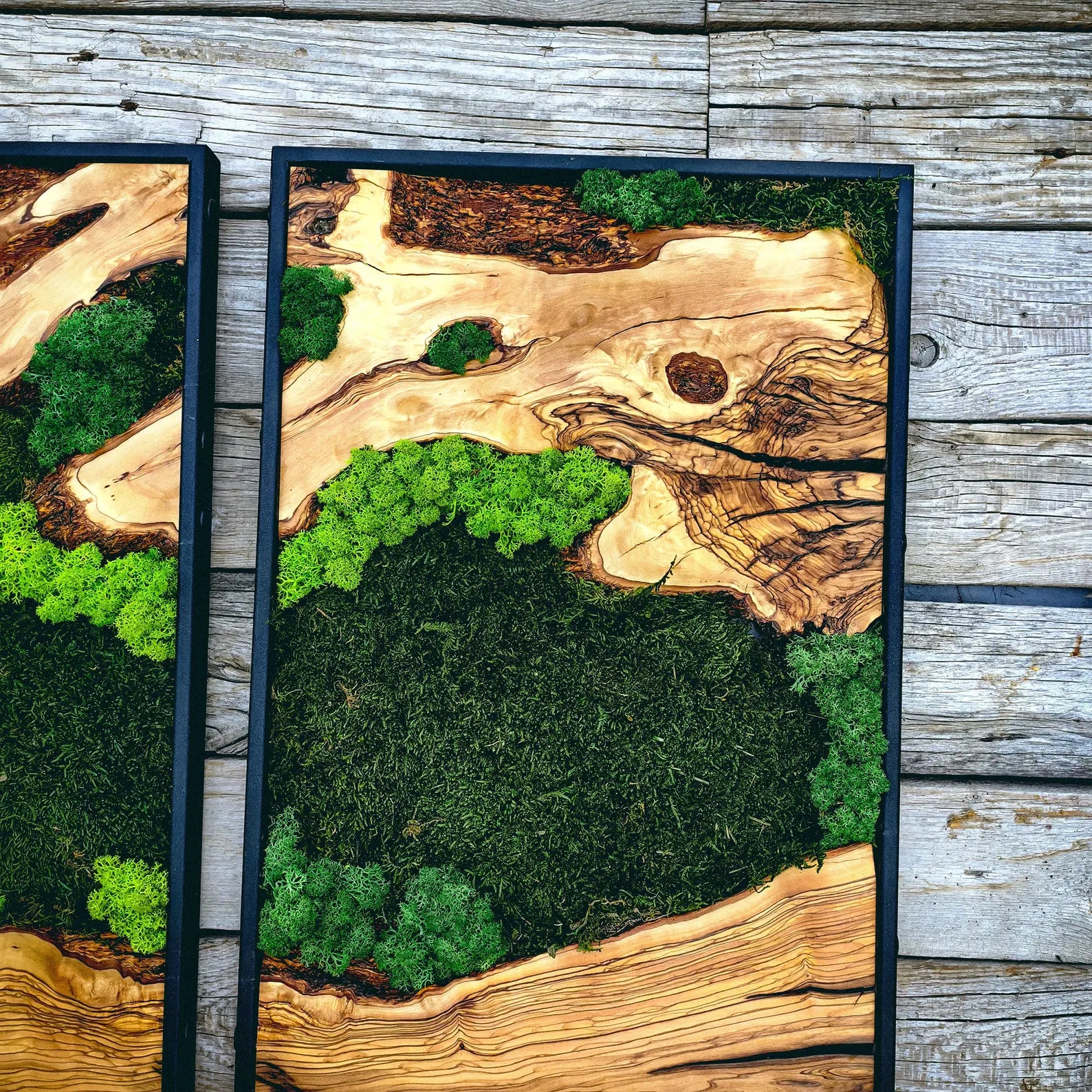 Moss Wall Art – Handmade Wood Frame Preserved Moss Wall Decor for Home or Office