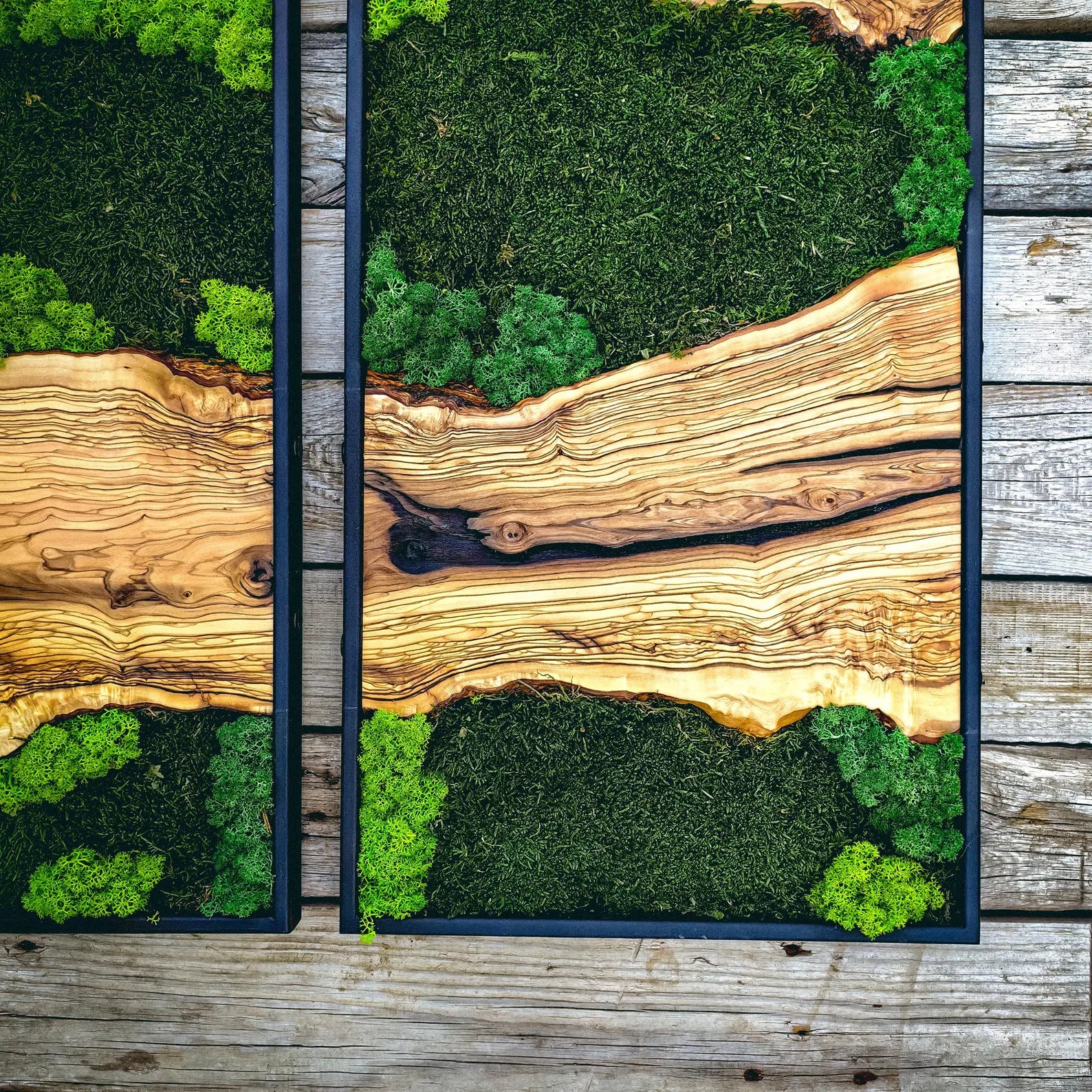 Moss Wall Art – Handmade Wood Frame Preserved Moss Wall Decor for Home or Office