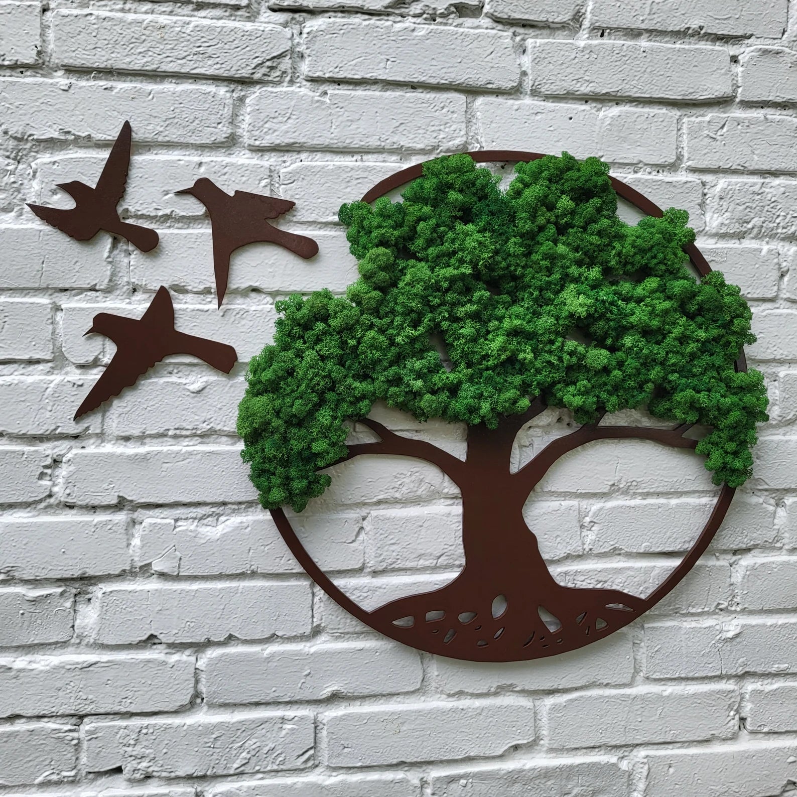 Moss Tree of Life Wall Art with Birds – Unique Moss Wall Decor – 5th Anniversary Gift – Housewarming Bedroom Living Room Decoration