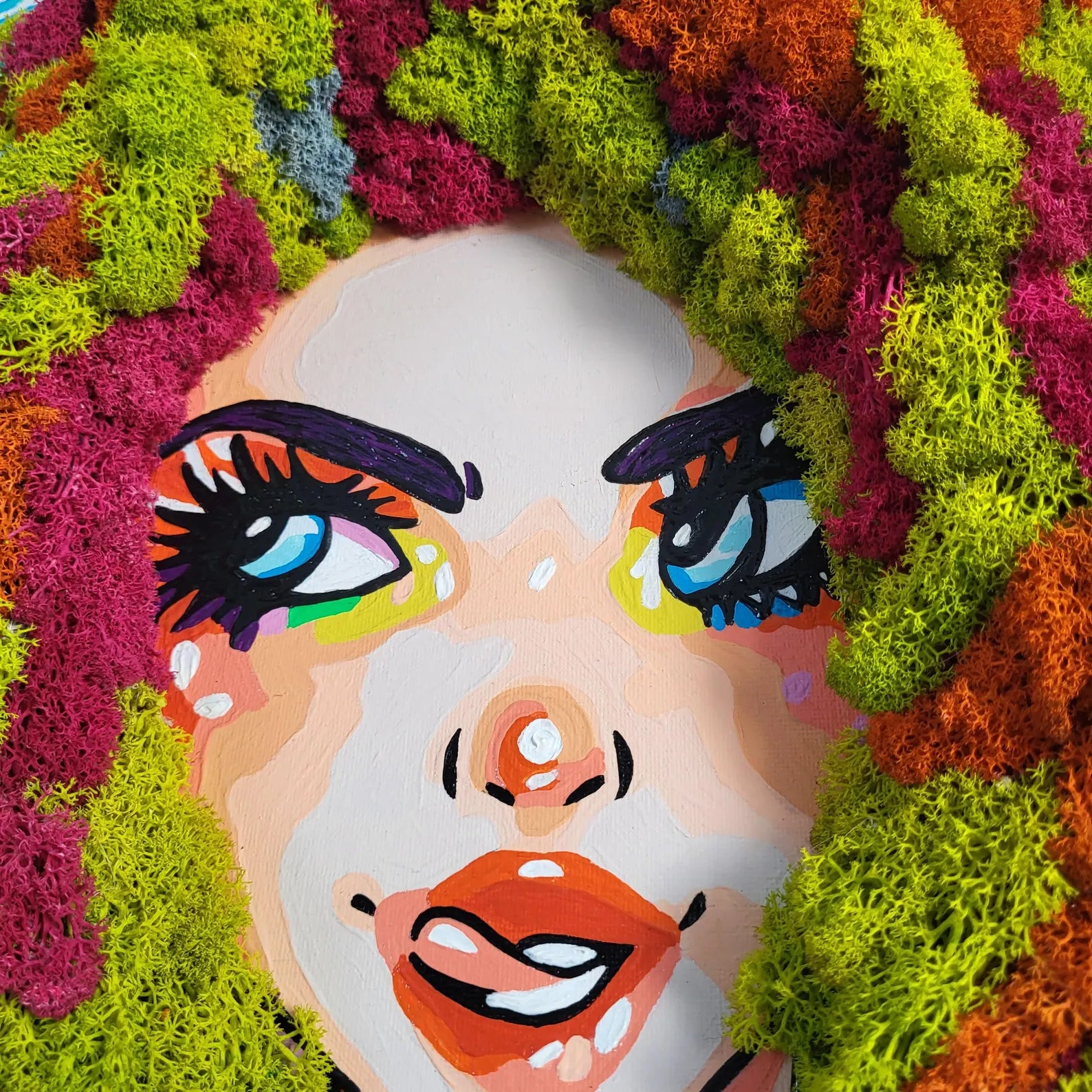 Pop Art Diva Moss Painting | Colorful Eco-Friendly Woman Wall Art