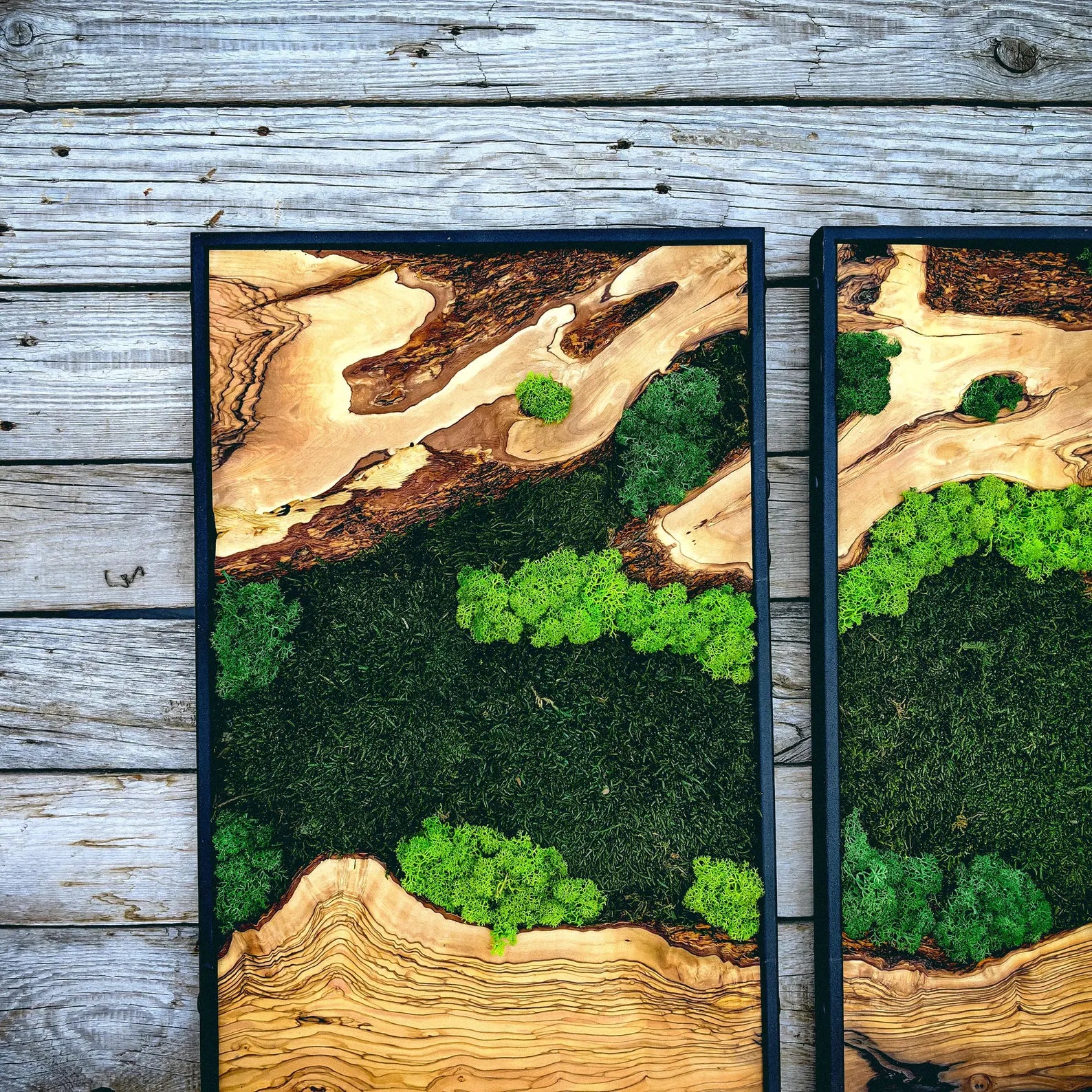 Moss Wall Art – Handmade Wood Frame Preserved Moss Wall Decor for Home or Office