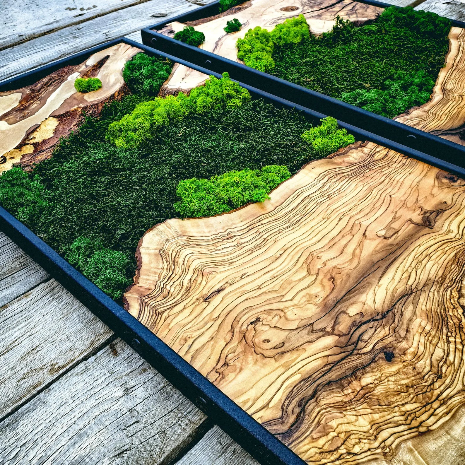 Moss Wall Art – Handmade Wood Frame Preserved Moss Wall Decor for Home or Office