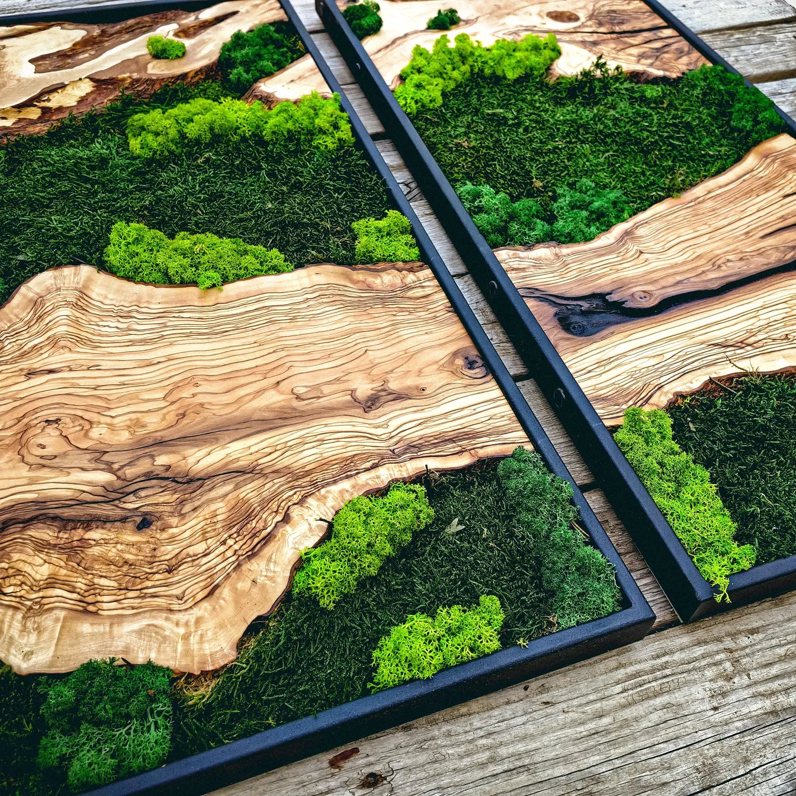 Moss Wall Art – Handmade Wood Frame Preserved Moss Wall Decor for Home or Office