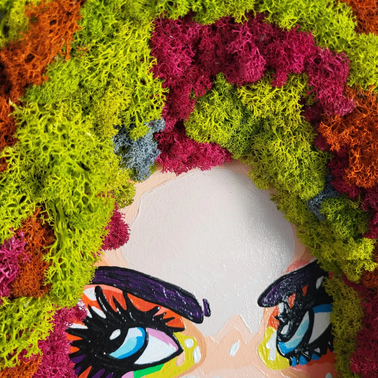 Pop Art Diva Moss Painting | Colorful Eco-Friendly Woman Wall Art