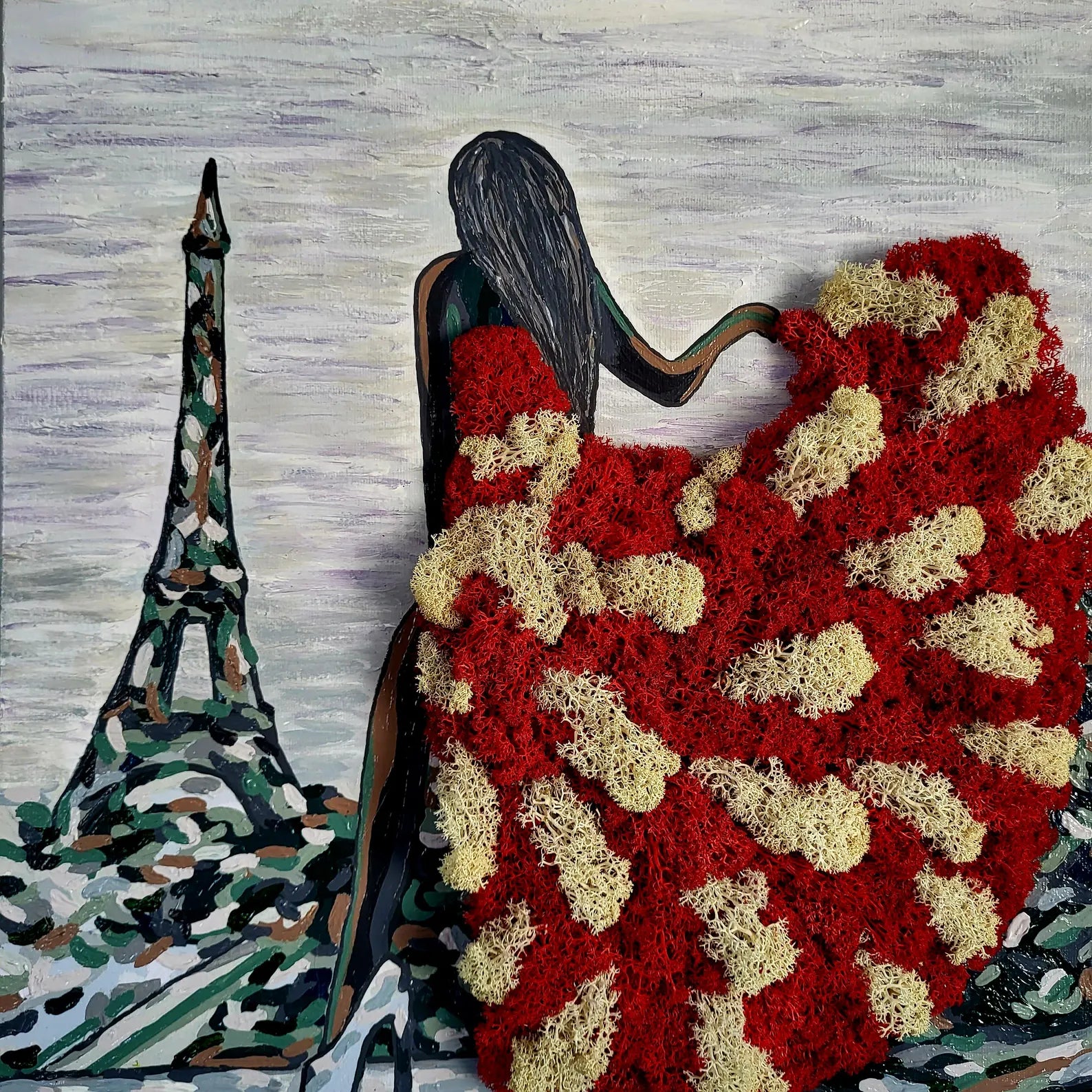 Paris Moss Wall Hanging | Romantic Green Art for Home or Gift