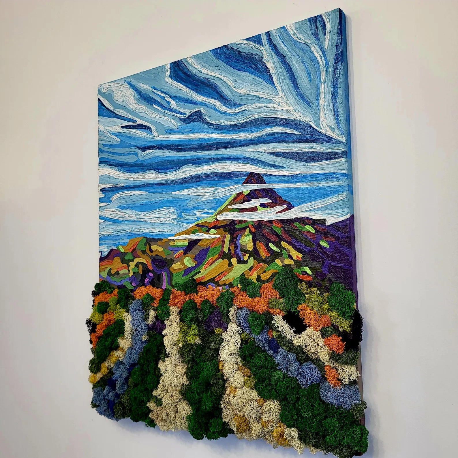 Eco Moss Painting | Handmade Mountain Landscape Wall Hanging