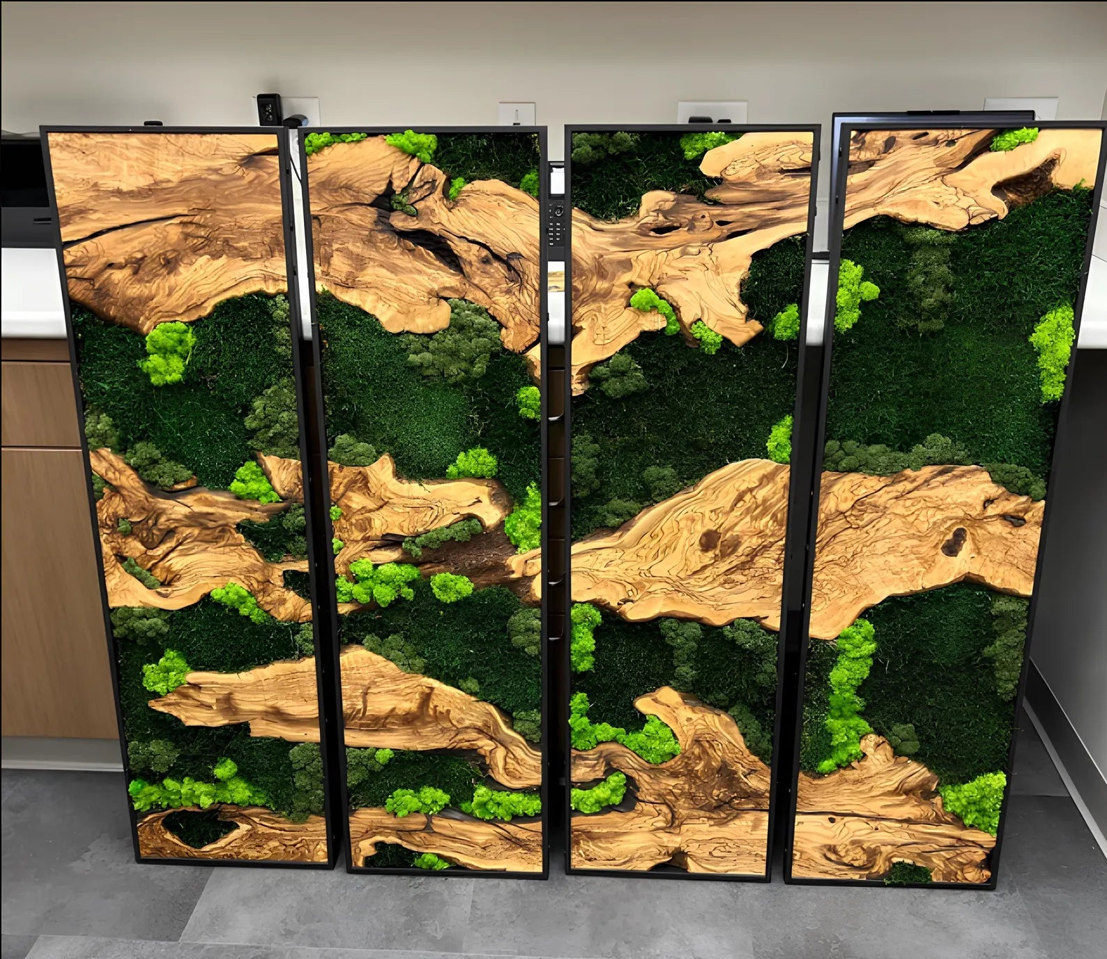 Moss Wall Art – Handmade Wood Frame Preserved Moss Wall Decor for Home or Office