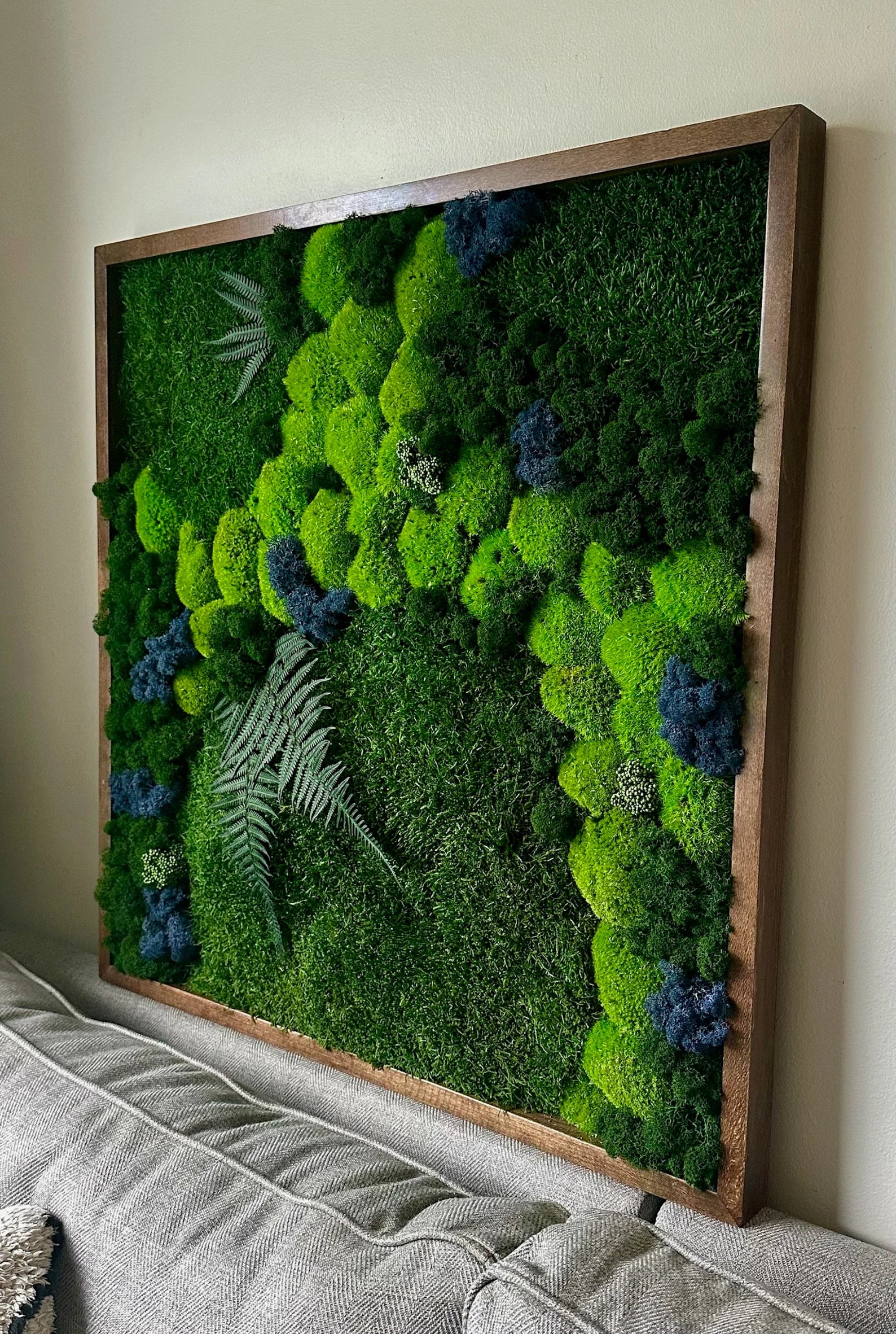Moss Wall Art – Preserved Green & Blue Moss in Wood Frames (30"x30" / 15"x30")