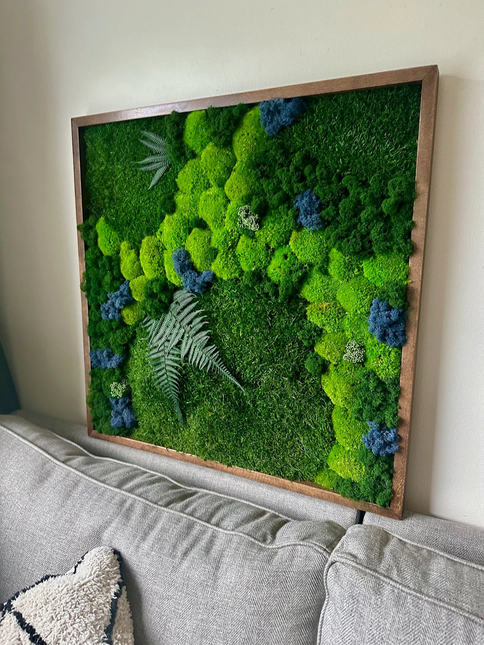 Moss Wall Art – Preserved Green & Blue Moss in Wood Frames (30"x30" / 15"x30")