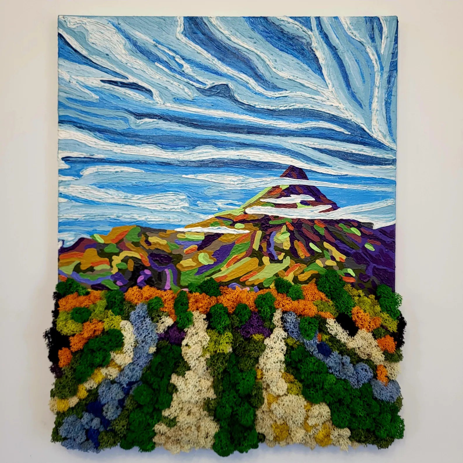 Eco Moss Painting | Handmade Mountain Landscape Wall Hanging