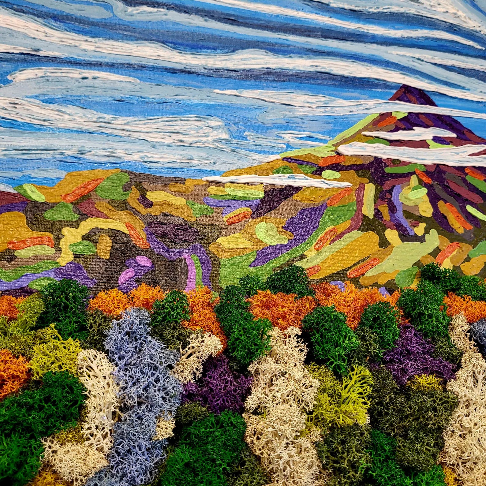 Eco Moss Painting | Handmade Mountain Landscape Wall Hanging