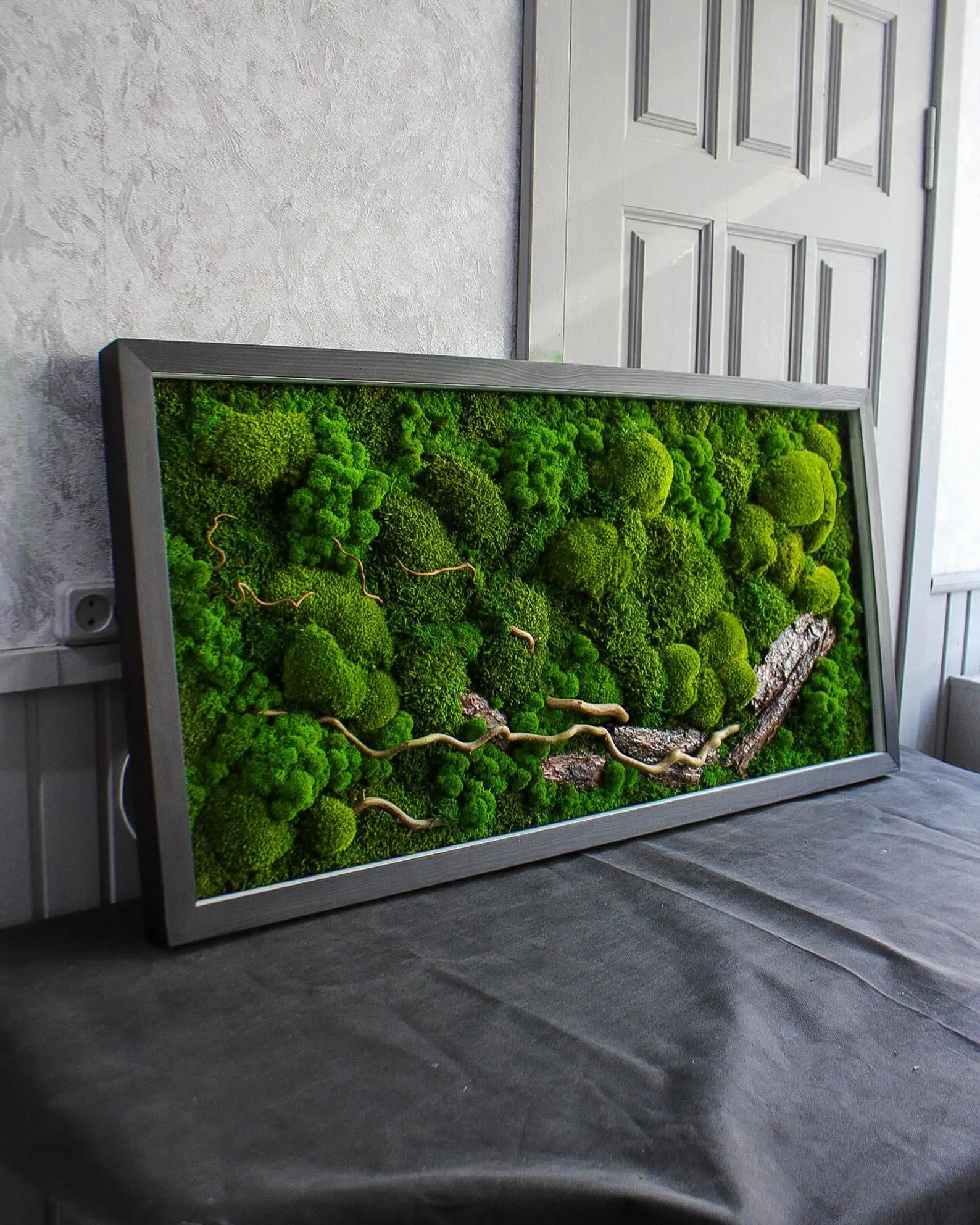 Nature-Inspired Preserved Moss Wall Art with LED – Unique Botanical Gift-2
