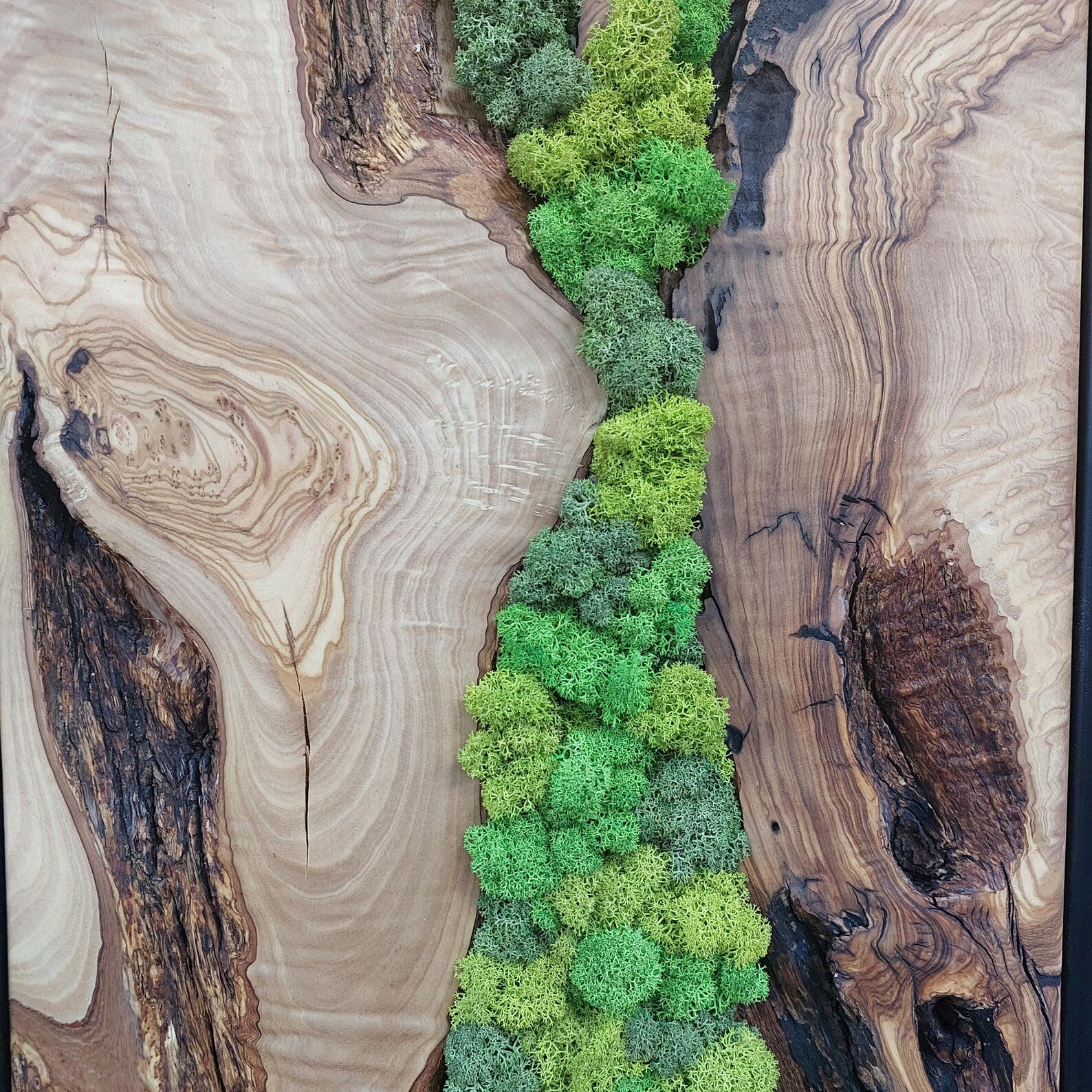 Handcrafted Moss Wall Art: Modern Wooden Wall Decor for a Natural Home