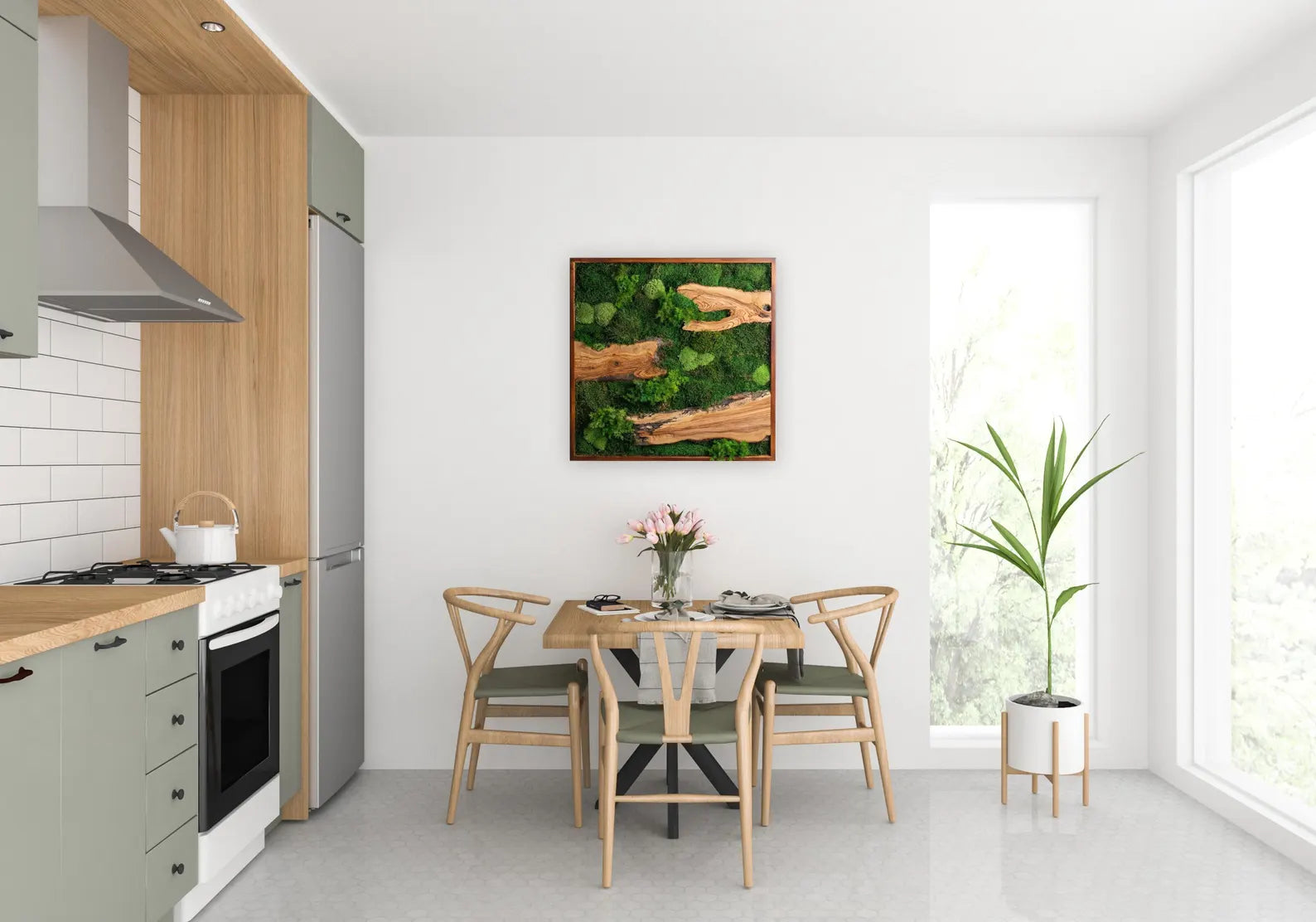 Preserved Moss Art with Olive Wood – Eco-Friendly Birthday Gift & Wall Décor Present for Her