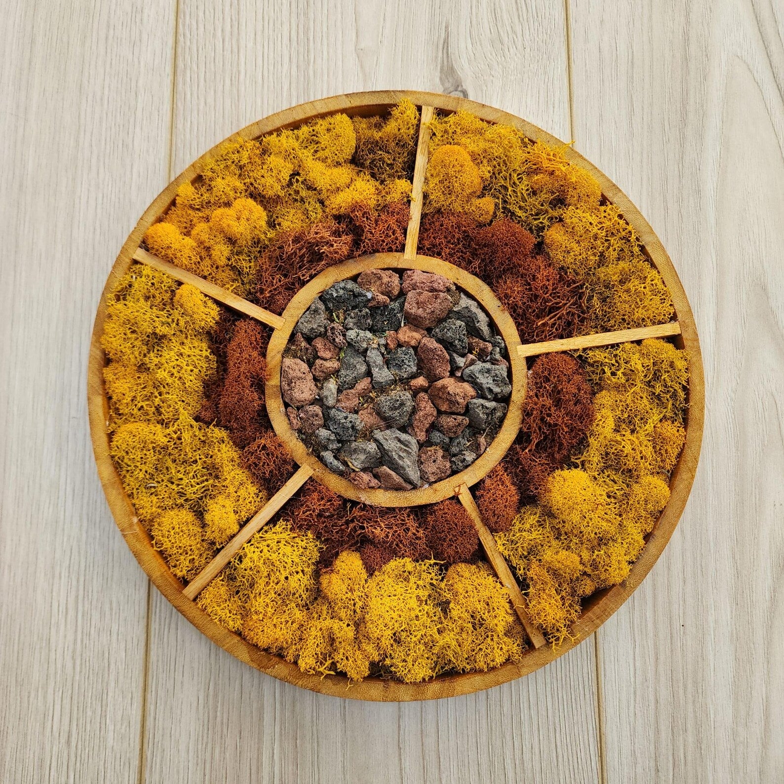 Sunset Radiance Mandala – Preserved Moss Wall Art for Home Decor