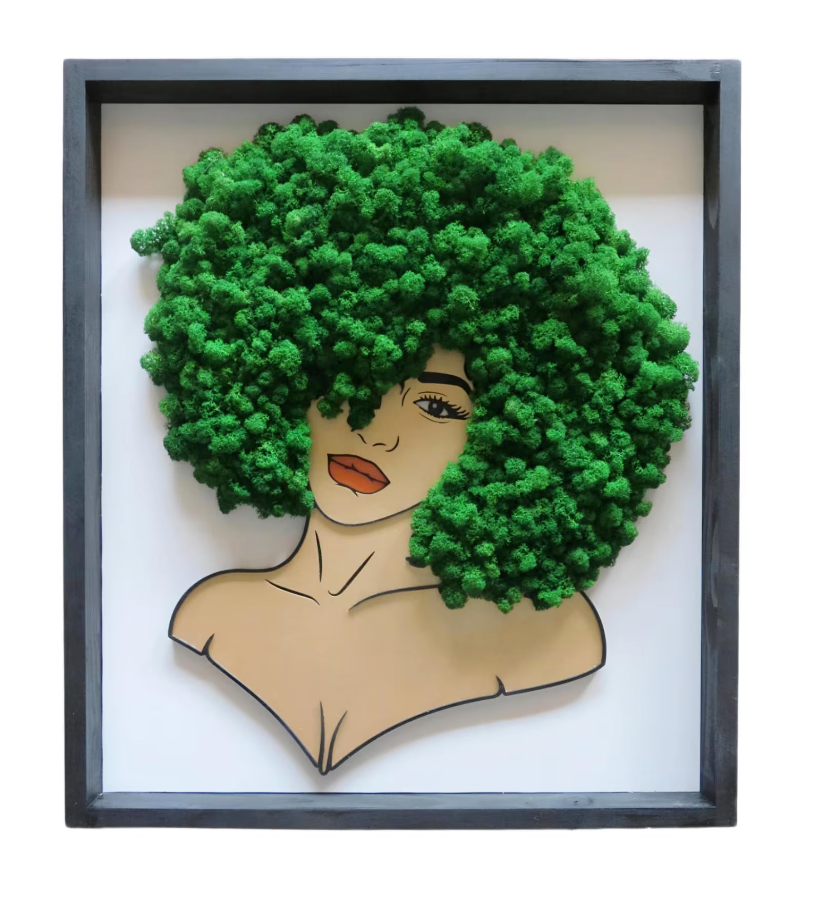 Handmade Moss Wall Art – Preserved Green Wall Decor with Wooden Frame