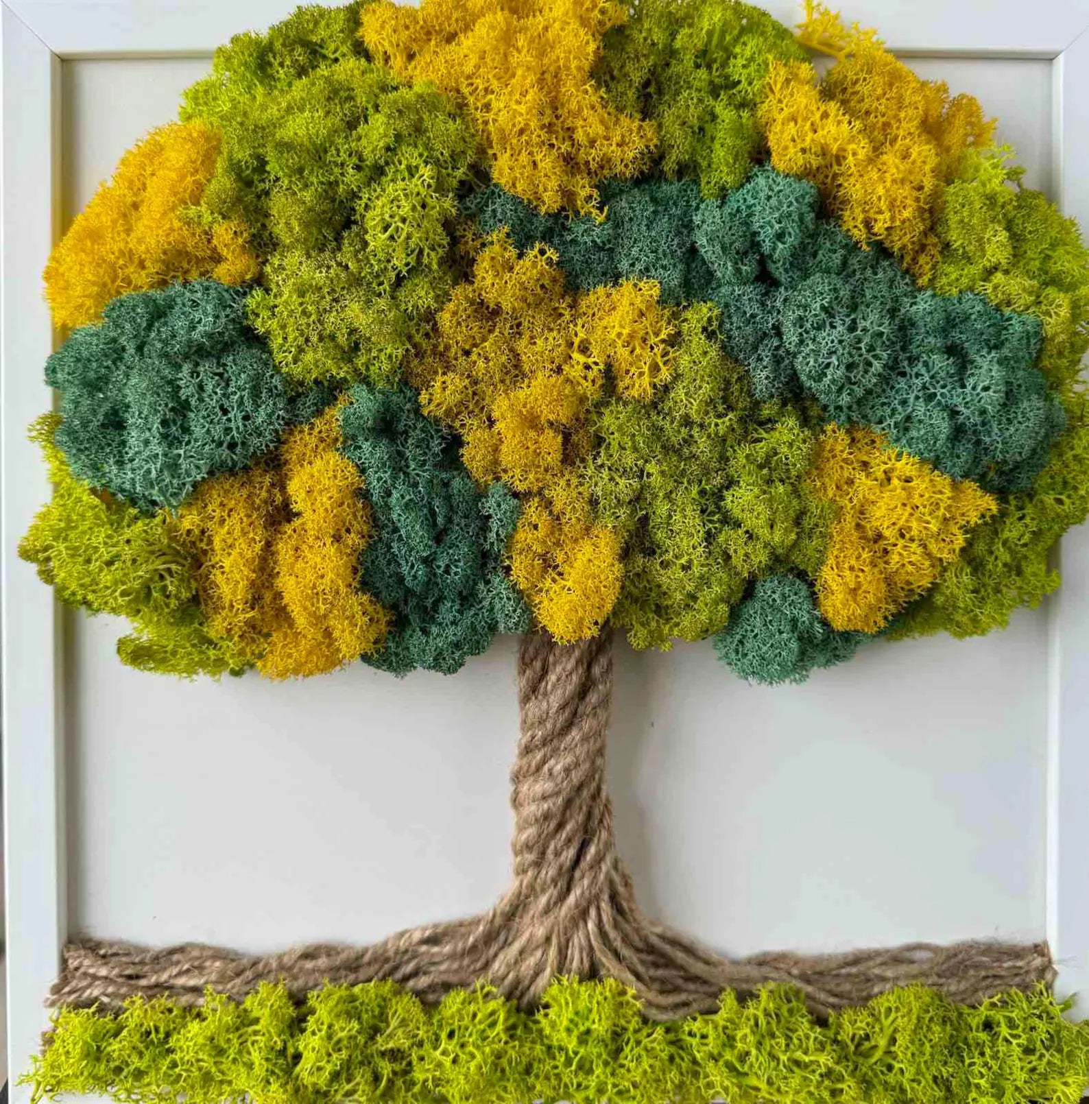 Preserved Moss Wall Art – Handmade Tree of Life Design | Framed Reindeer Moss Nature Decor & Yoga Gift