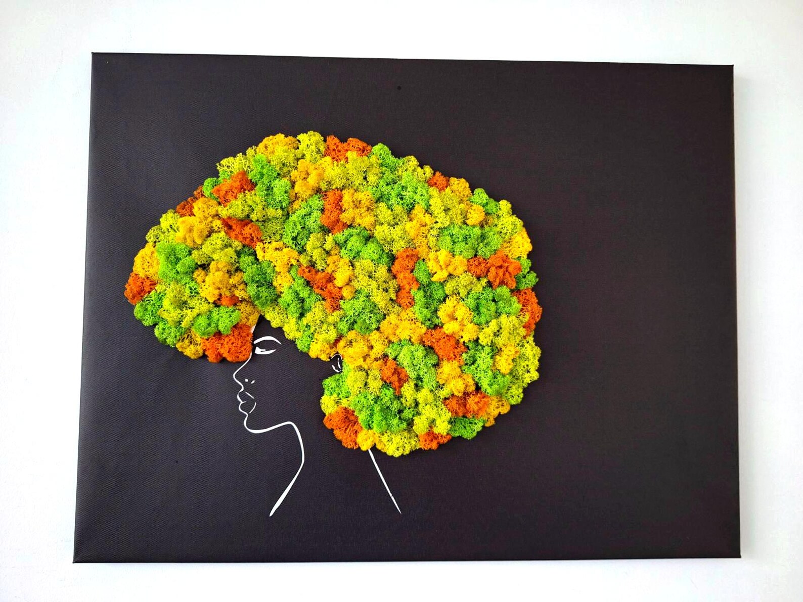 Handmade Moss Wall Art – Preserved Scandinavian Moss Picture | Natural Green Wall Decor (60x50cm)