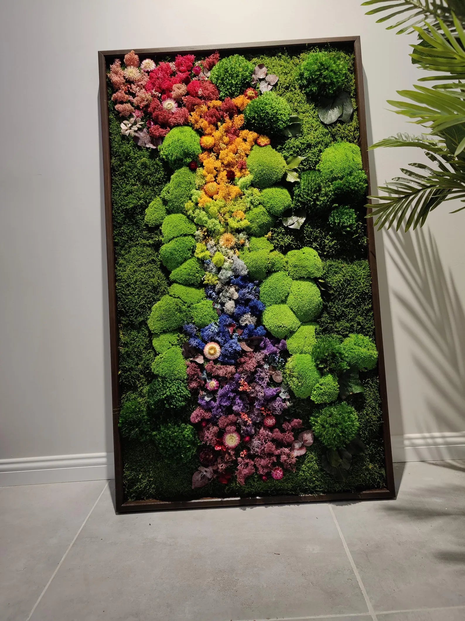 Rainbow Gradient Moss Wall – Handmade Preserved Botanical Indoor Decor