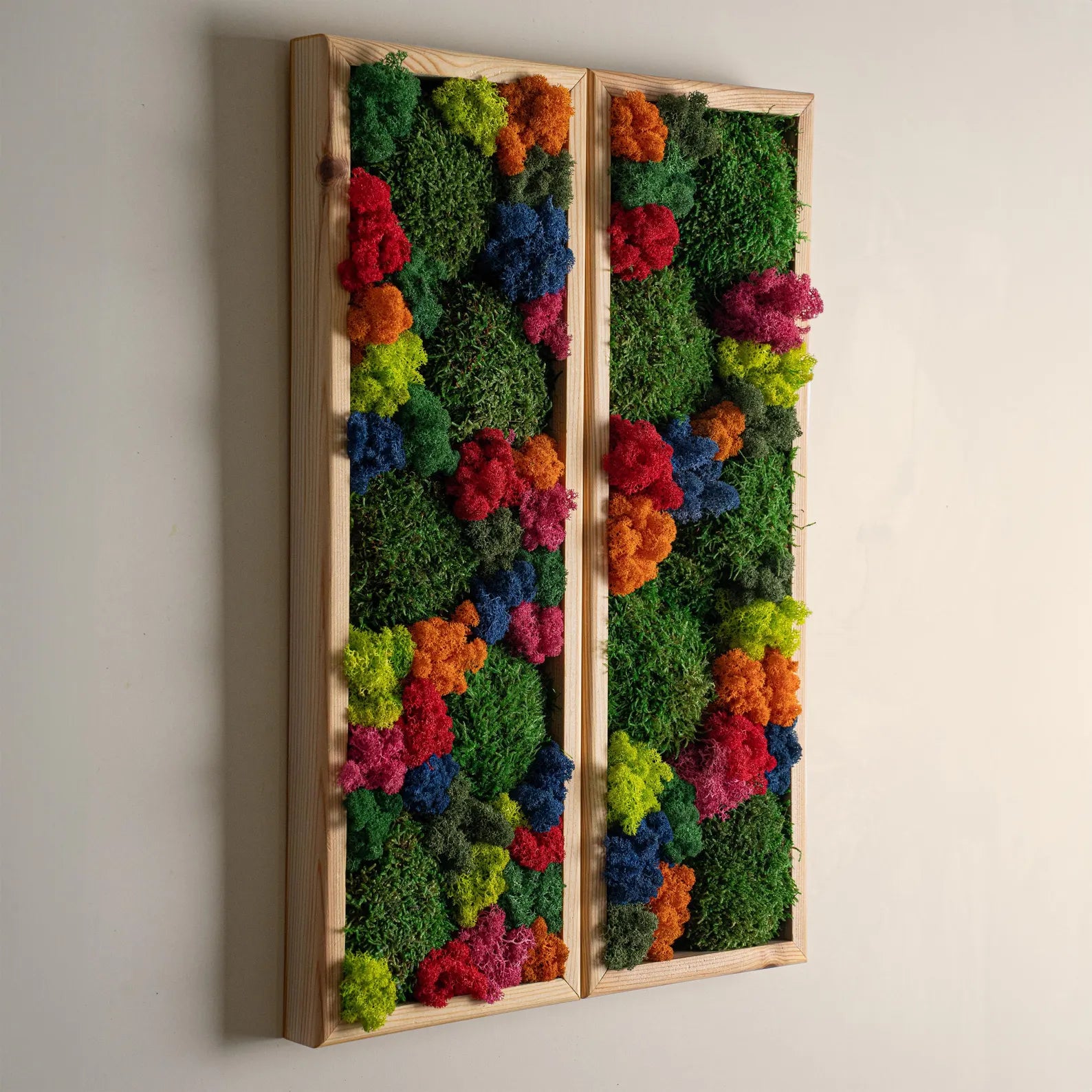 Colorful Preserved Moss Wall Art – Wooden Rectangle Panel, Anniversary Gift