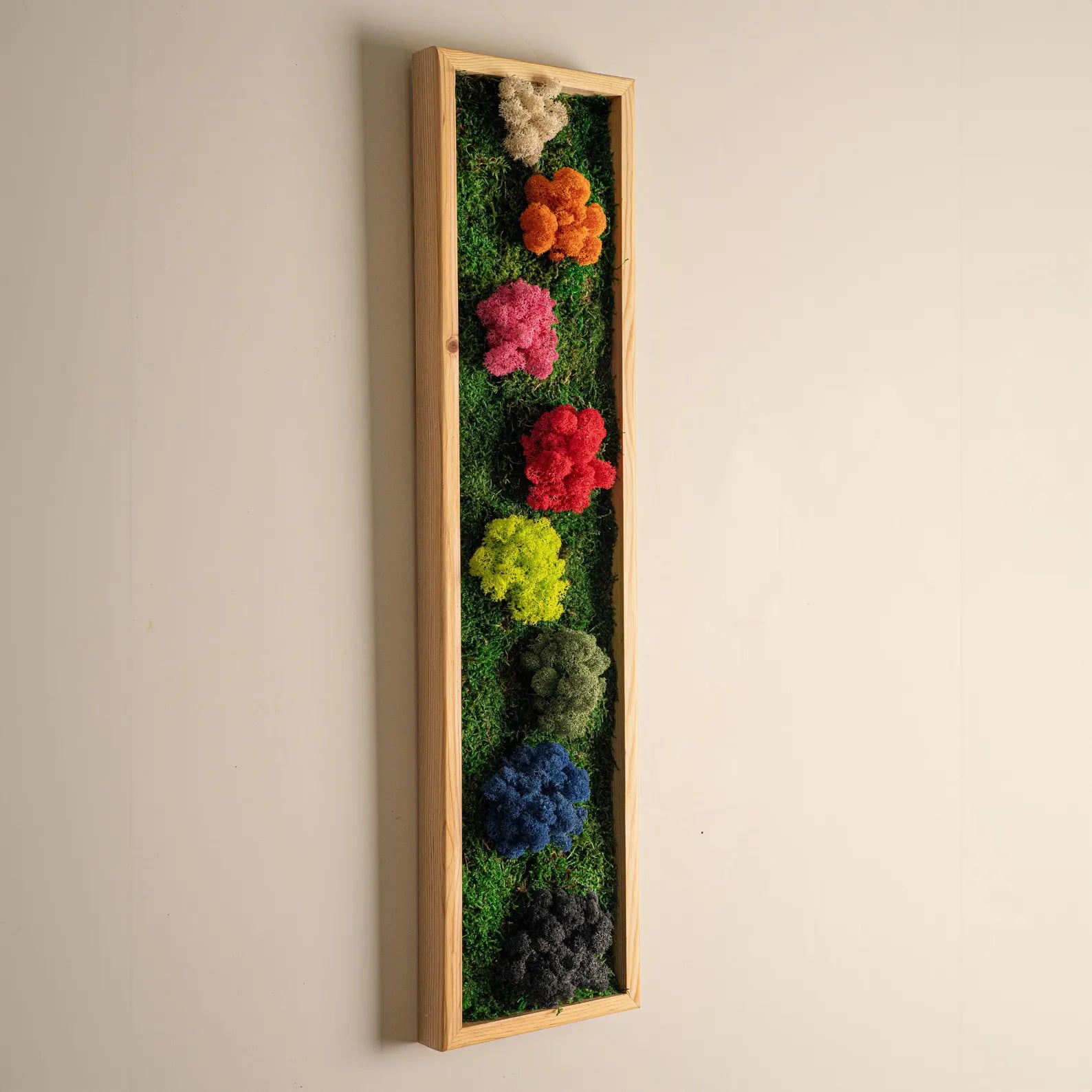 Rustic Moss Wall Art – Handmade Preserved Wooden Rectangle Moss Decor, Colorful Eco-Friendly Gift